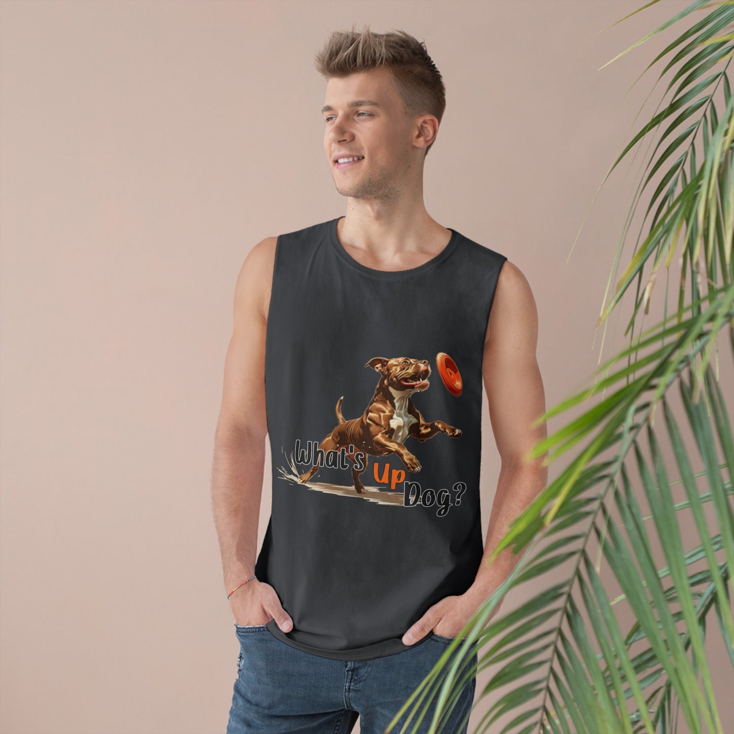 American Pit Bull Terrier (Pittie) - What's Up Dog? Frisbee Disc Sports - Unisex Barnard Tank Top w/ Raw Armholes