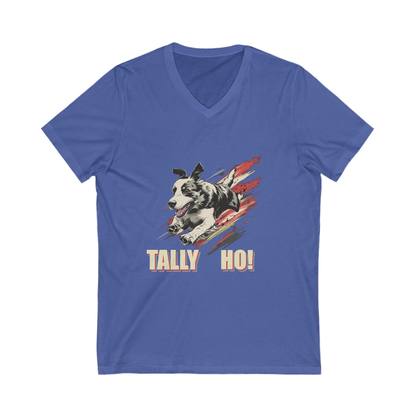 Border Collie - Tally Ho! A FastCAT Design - Unisex Jersey Short Sleeve V-Neck Tee