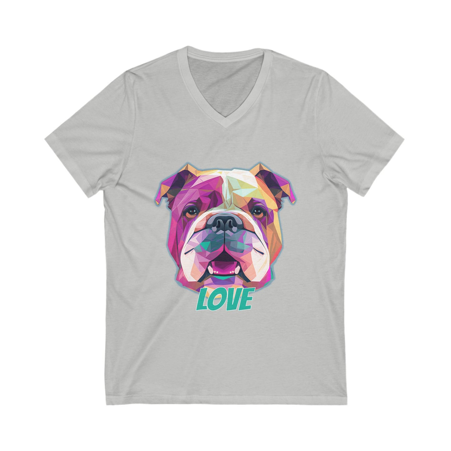 Bulldog - Low Poly LOVE  - Unisex Jersey Short Sleeve V-Neck Tee