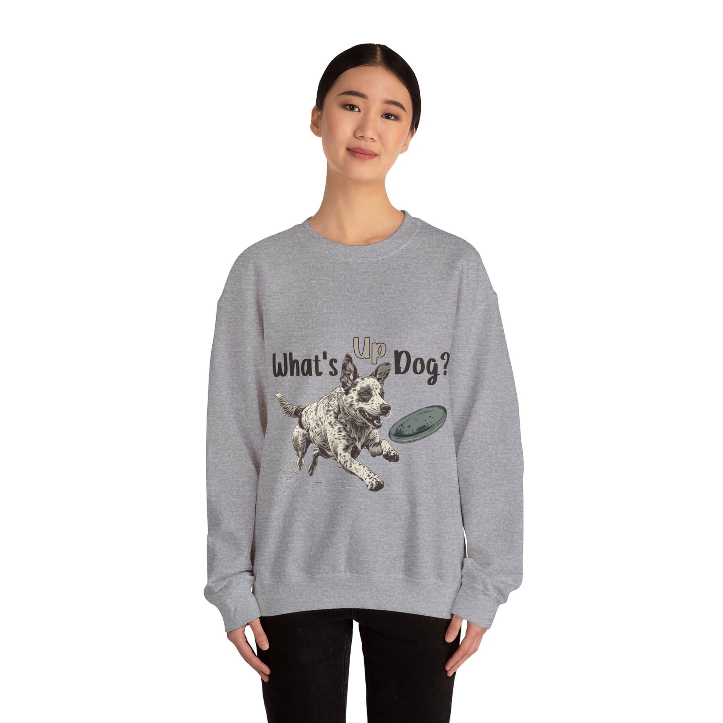 Australian Cattle Dog - What's Up Dog? Frisbee Disc Sports -  - Unisex Heavy Blend Crewneck Sweatshirt