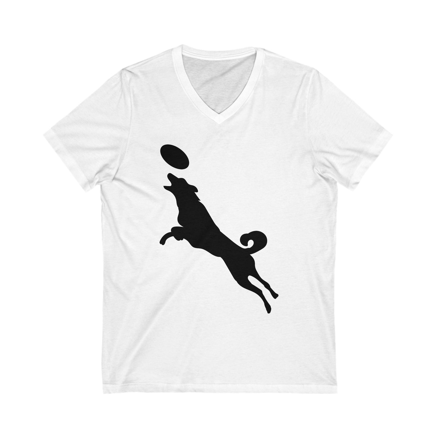 Catching a Frisbee Disc - Unisex Jersey Short Sleeve V-Neck Tee