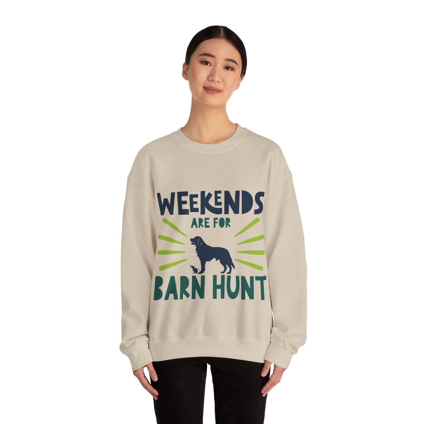 Weekends Are For Barn Hunt - Crewneck Sweatshirt, Heavy Blend, For All Genders