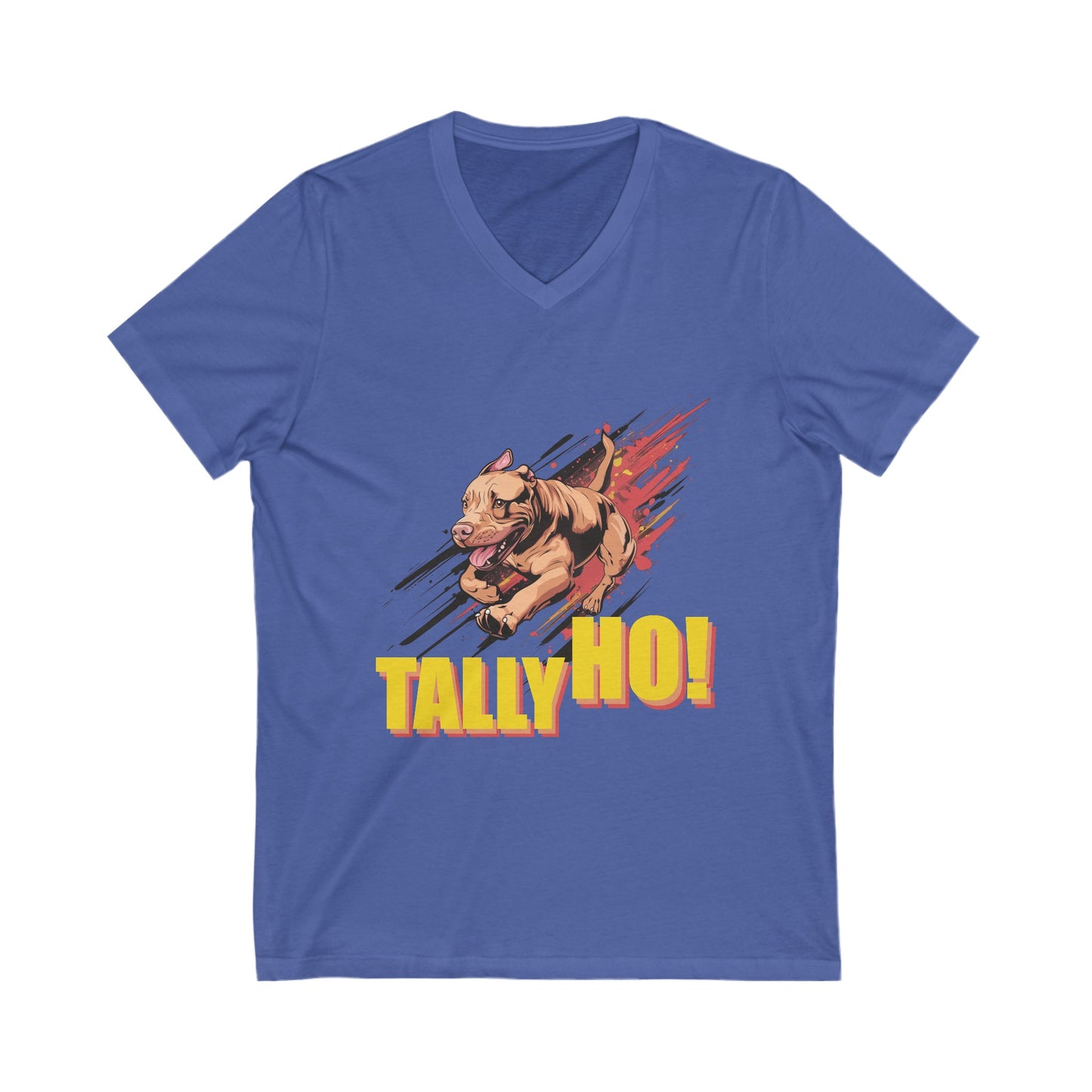 American Pit Bull Terrier (Pittie) -- Tally Ho!  A FastCAT Design - Unisex Jersey Short Sleeve V-Neck Tee