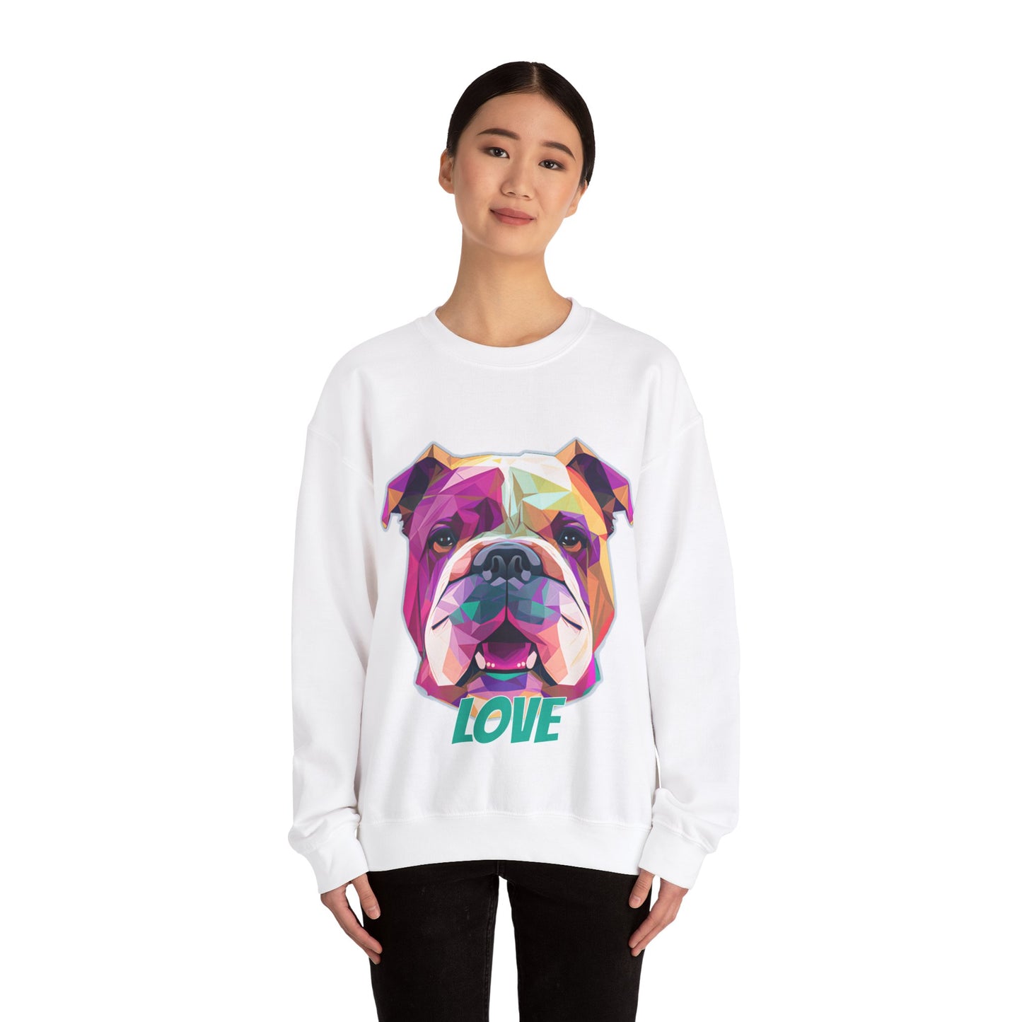 Bulldog - Low Poly LOVE  - Unisex Heavy Blend Crewneck Sweatshirt