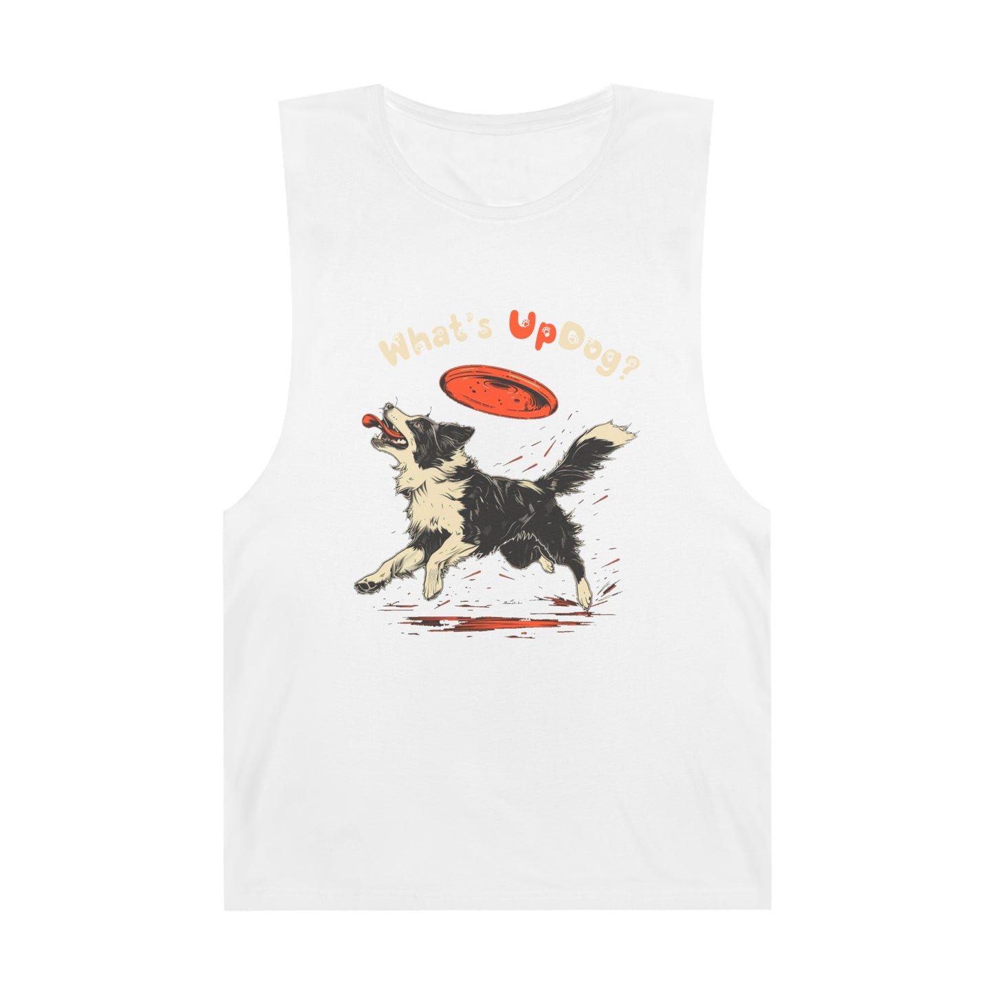 Border Collie - What's Up Dog? Frisbee Disc Sports - Unisex Barnard Tank Top w/ Raw Armholes