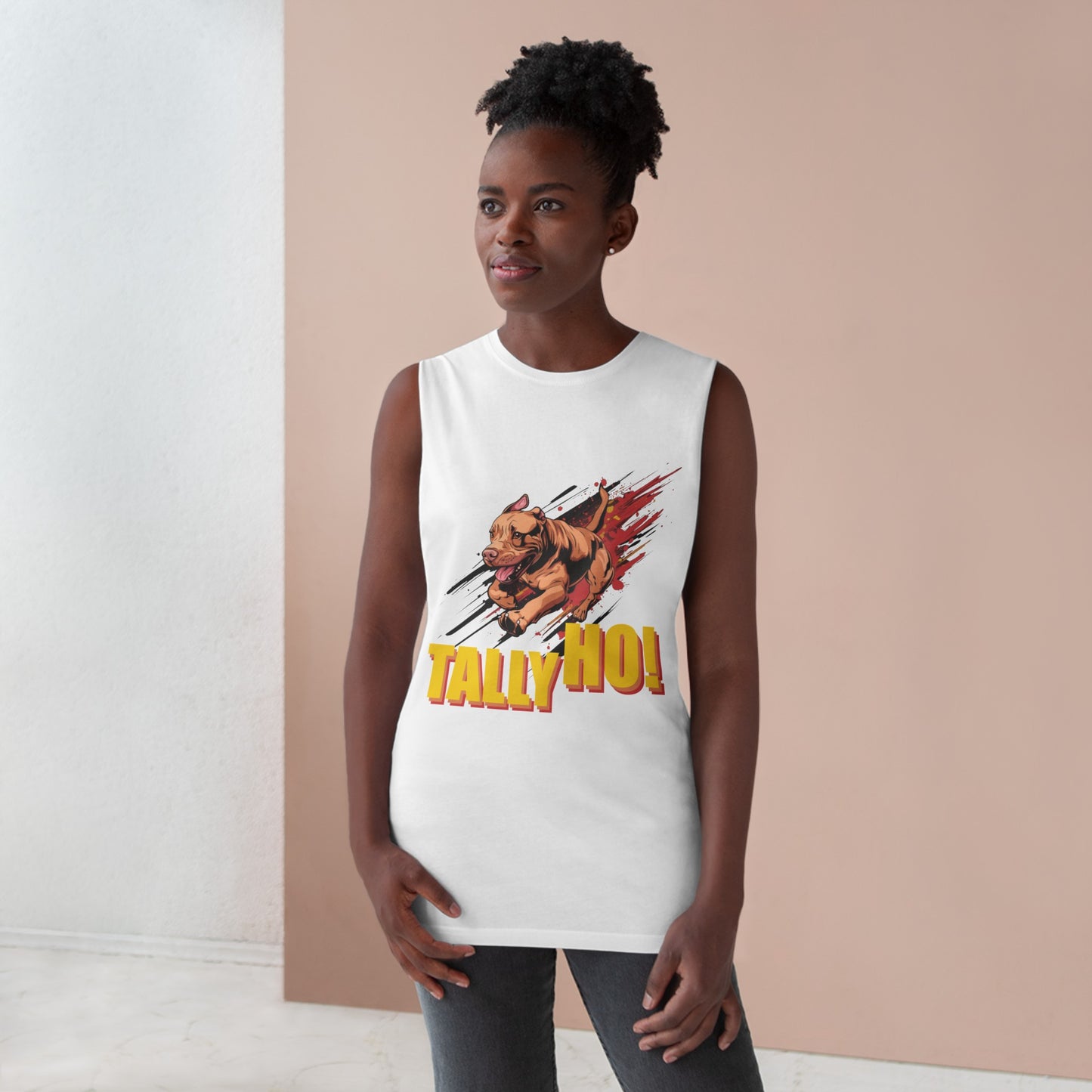 American Pit Bull Terrier - Tally Ho! A FastCAT Design - Unisex Barnard Tank Top w/ Raw Armholes