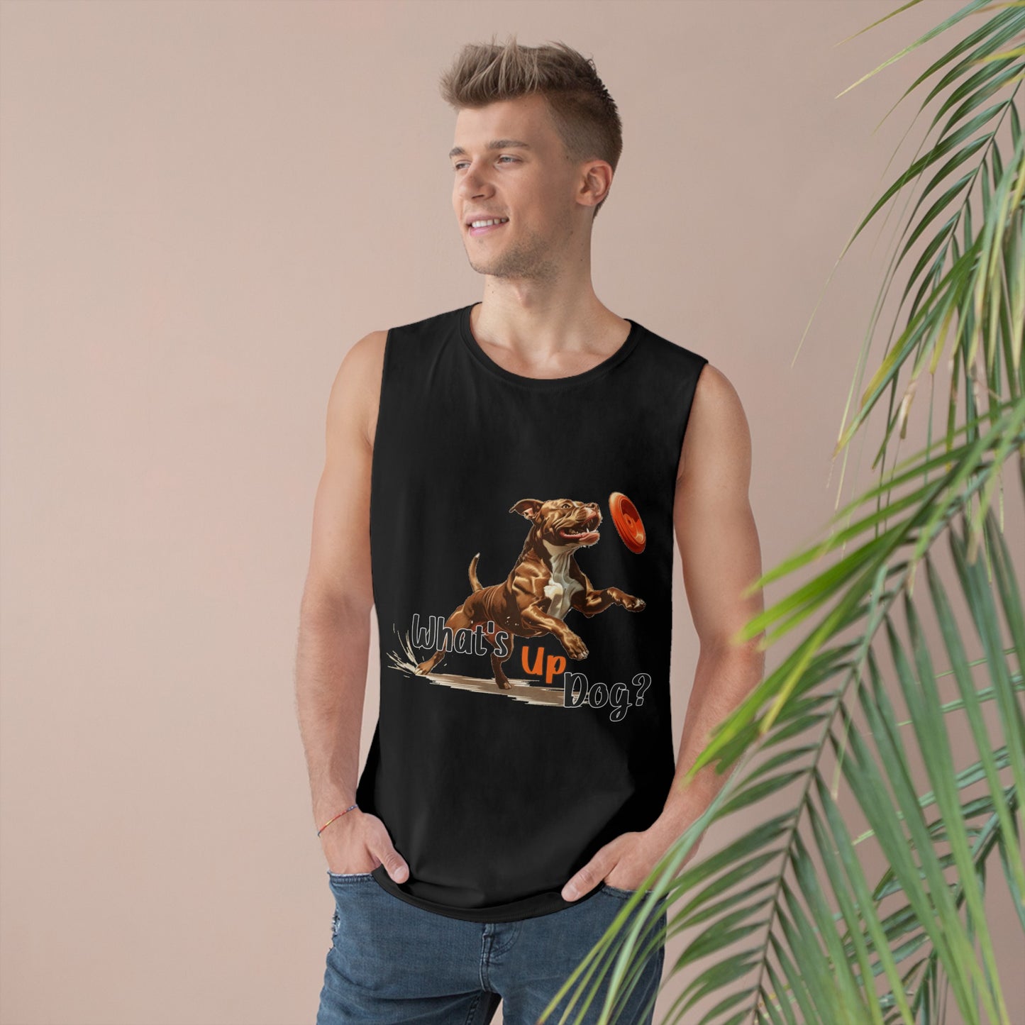 American Pit Bull Terrier (Pittie) - What's Up Dog? Frisbee Disc Sports - Unisex Barnard Tank Top w/ Raw Armholes