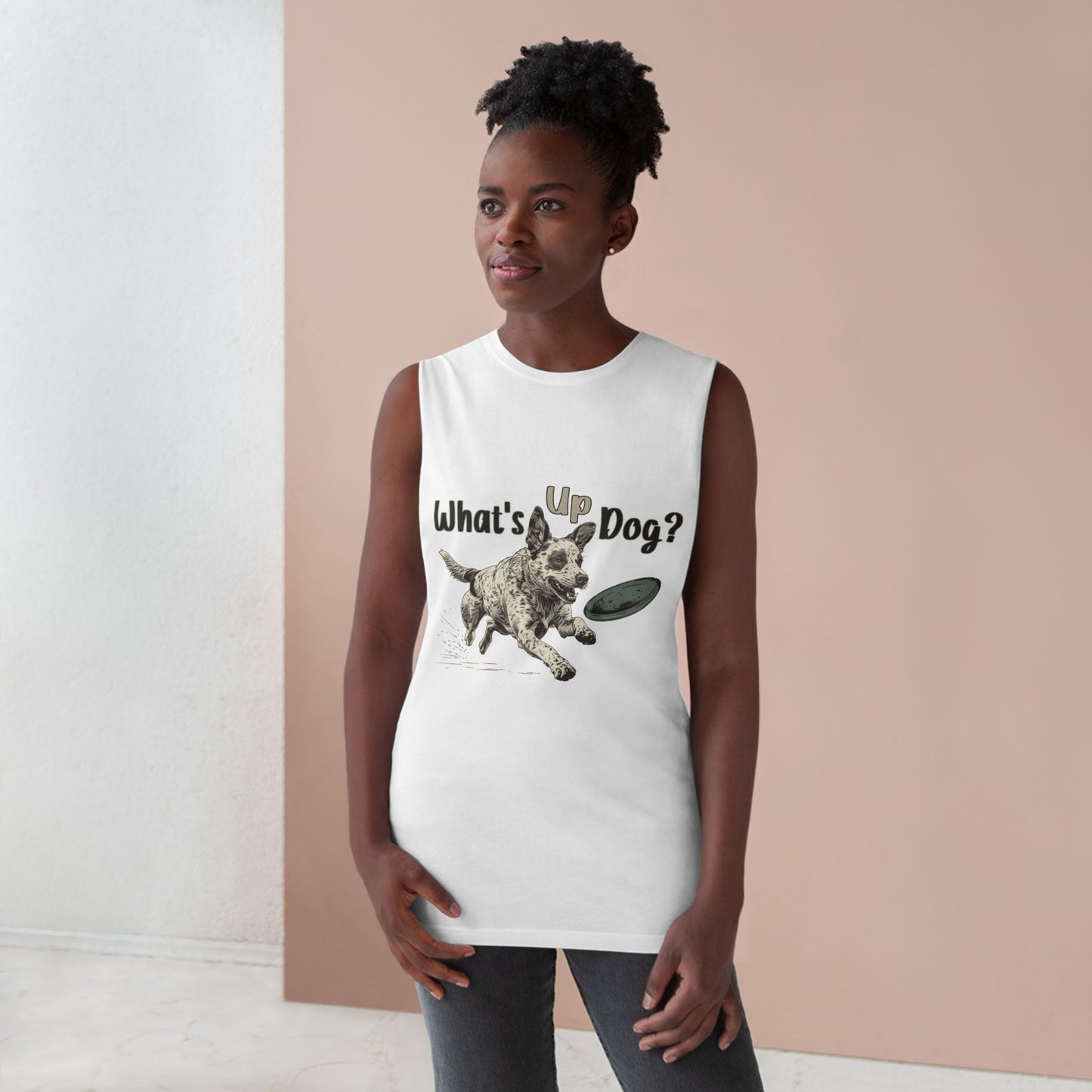 Australian Cattle Dog - What's Up Dog? Frisbee Disc Sports - Unisex Barnard Tank Top w/ Raw Armholes