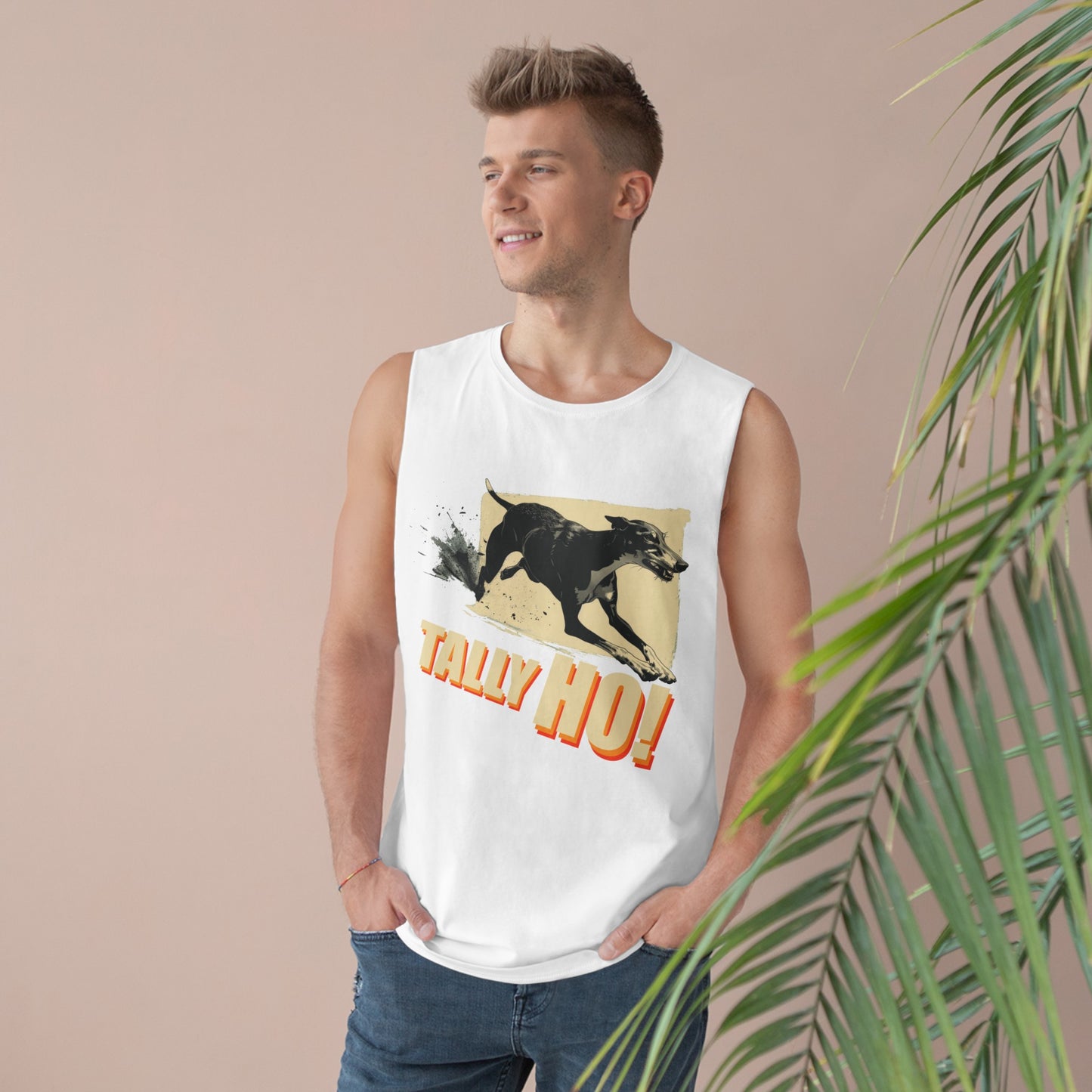 Greyhound - Tally Ho! A FastCAT Design - Unisex Barnard Tank Top w/ Raw Armholes