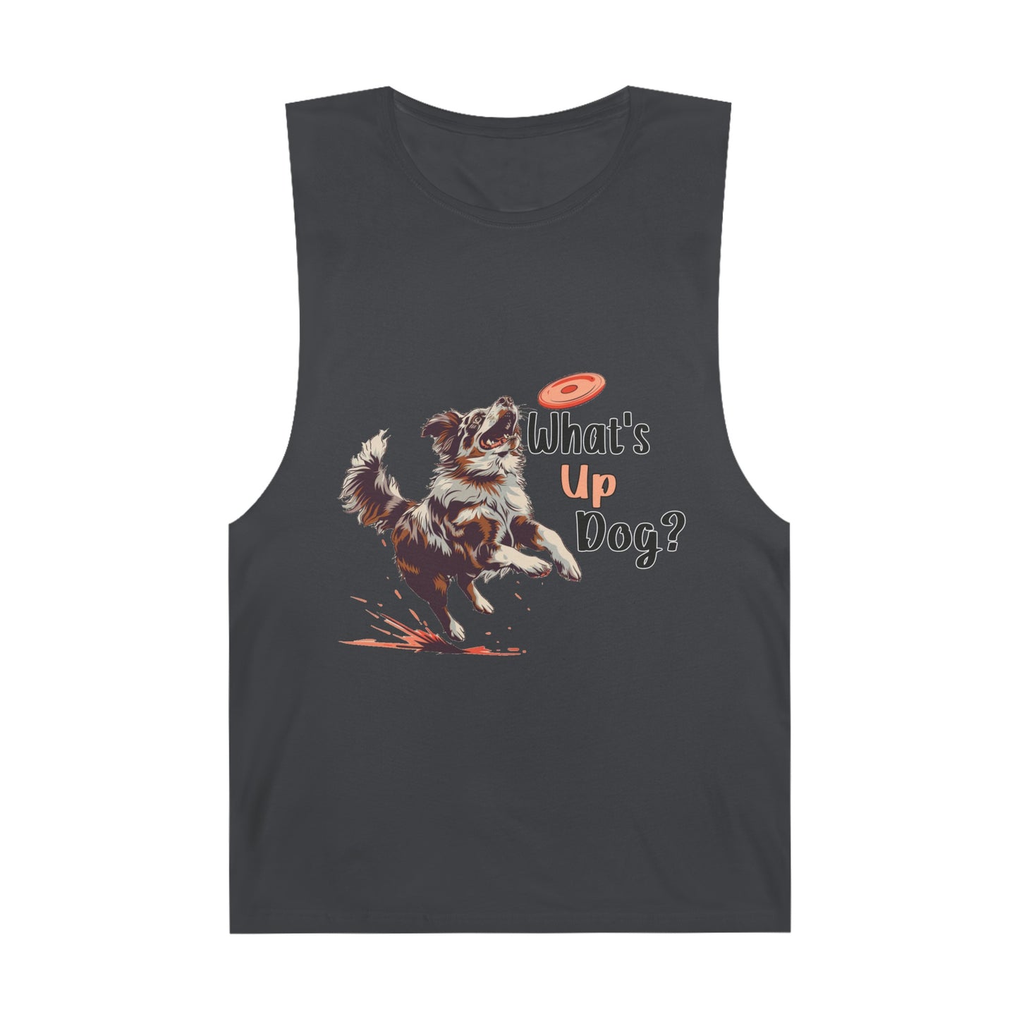 Australian Shepherd - What's Up Dog? Frisbee Disc Sports - Unisex Barnard Tank Top w/ Raw Armholes