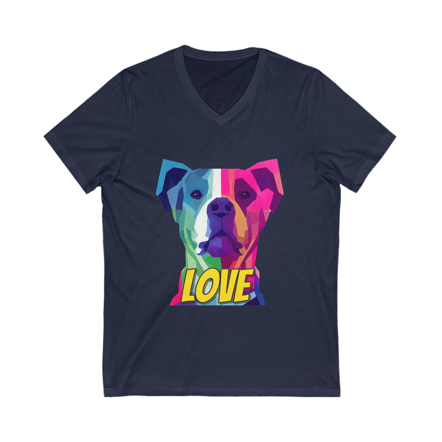 Pittie LOVE - American Pit Bull Terrier Low Poly Design - Unisex Jersey Short Sleeve V-Neck Tee