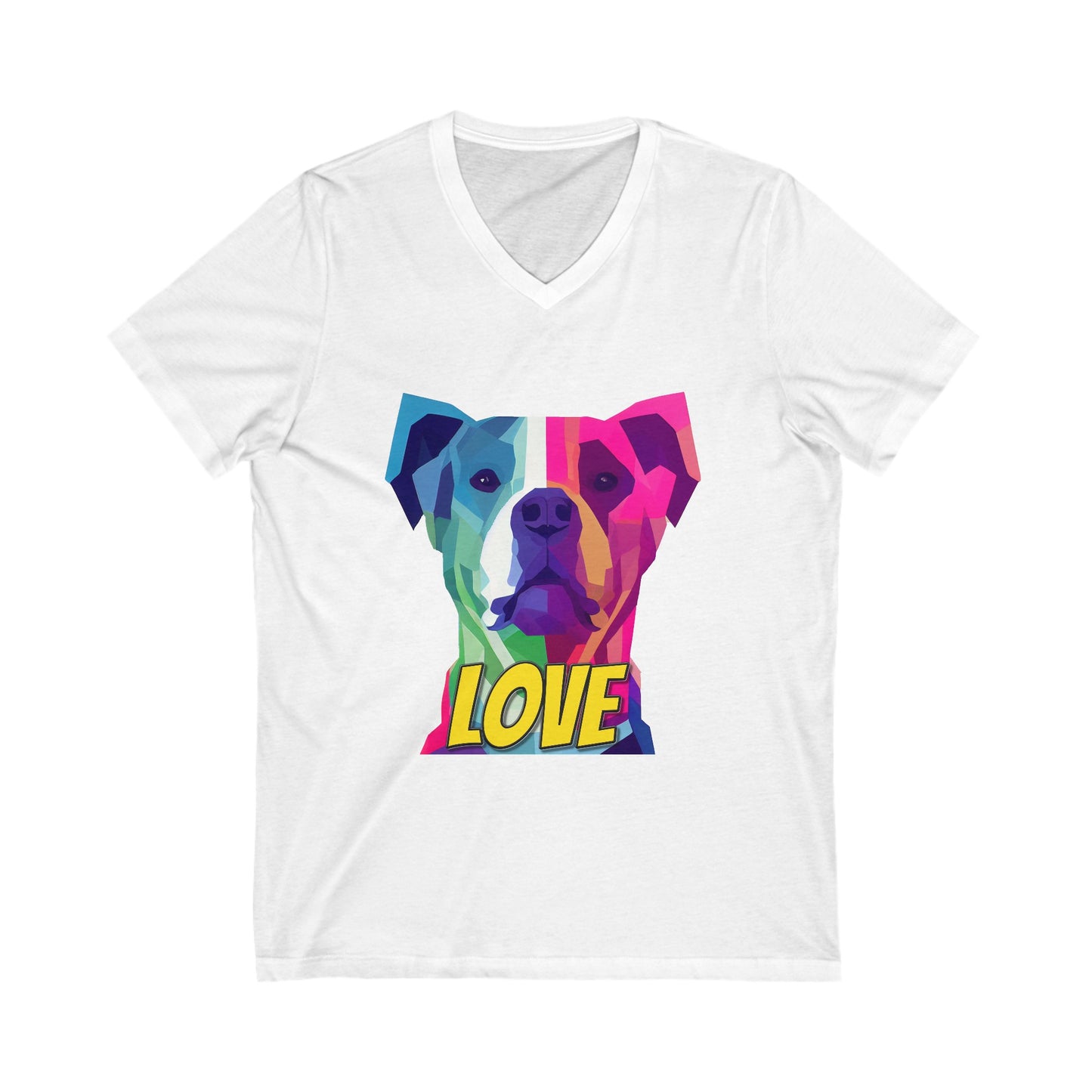 Pittie LOVE - American Pit Bull Terrier Low Poly Design - Unisex Jersey Short Sleeve V-Neck Tee