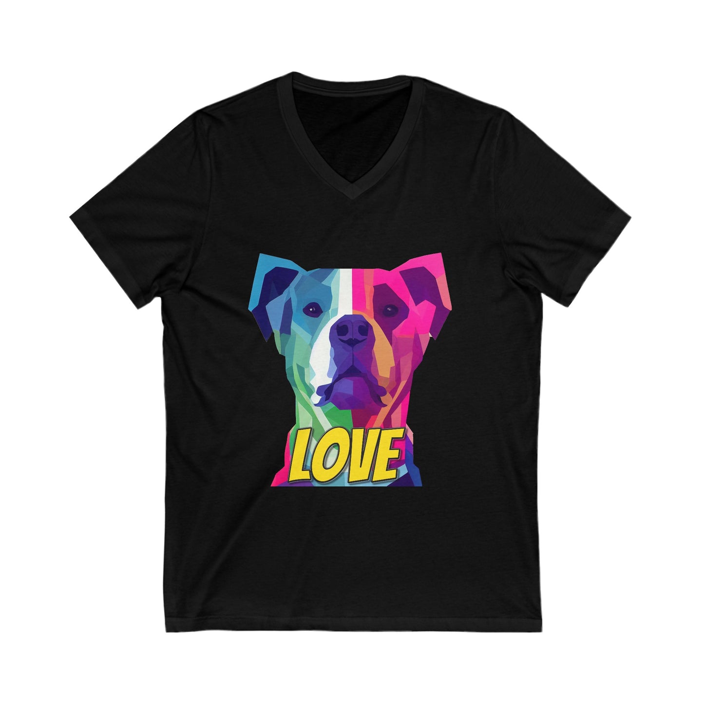 Pittie LOVE - American Pit Bull Terrier Low Poly Design - Unisex Jersey Short Sleeve V-Neck Tee