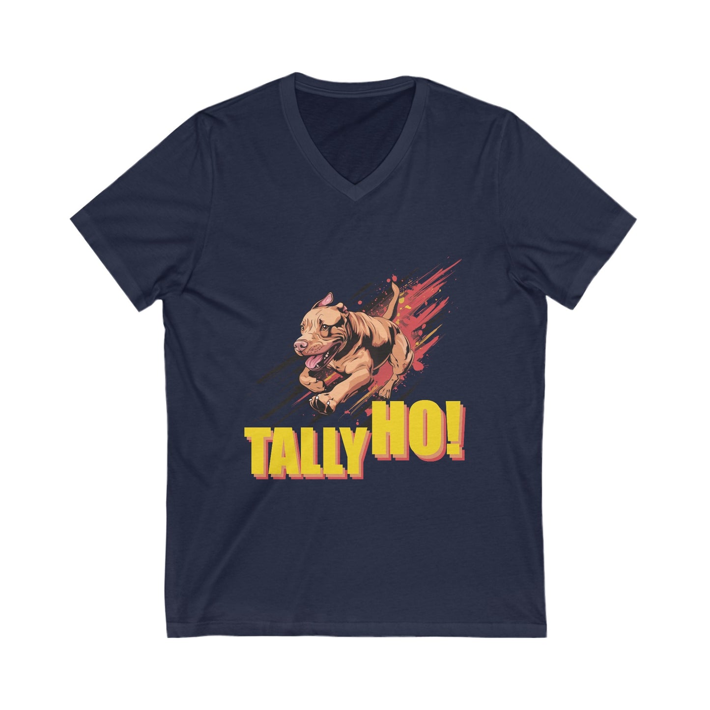 American Pit Bull Terrier (Pittie) -- Tally Ho!  A FastCAT Design - Unisex Jersey Short Sleeve V-Neck Tee