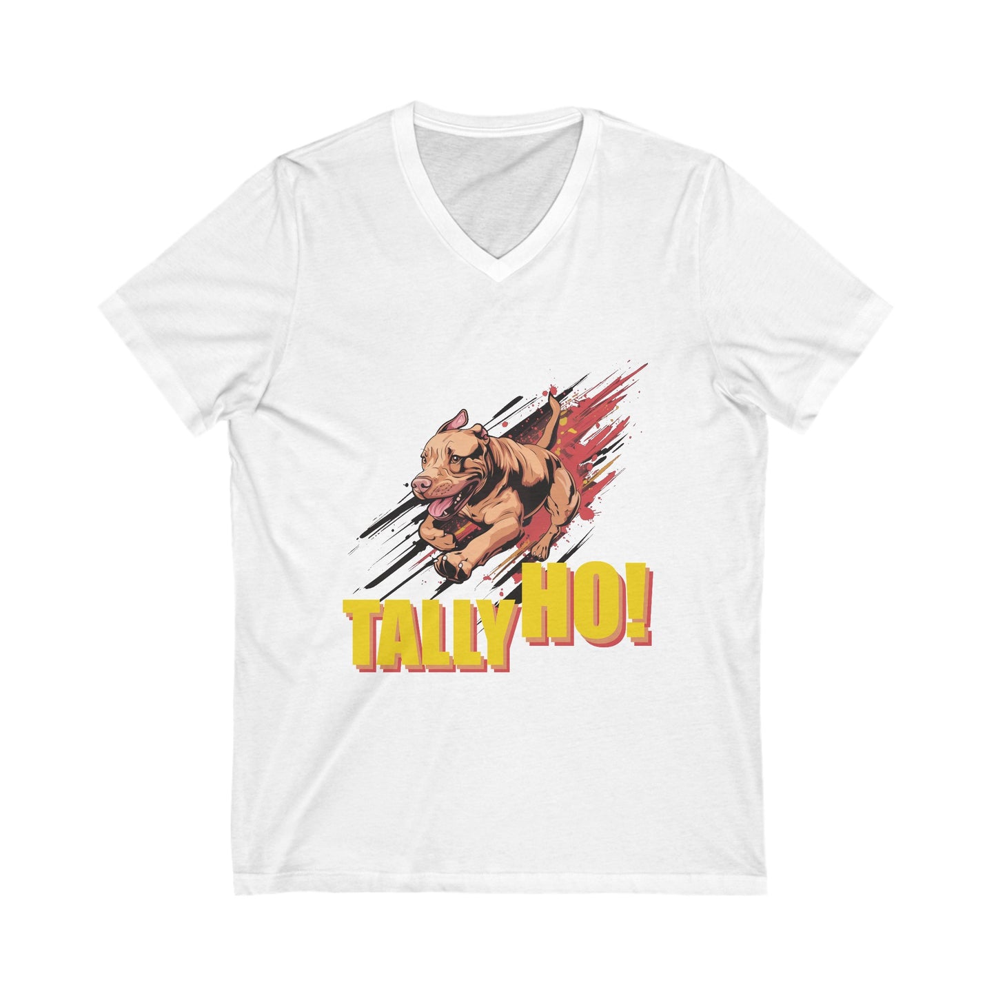 American Pit Bull Terrier (Pittie) -- Tally Ho!  A FastCAT Design - Unisex Jersey Short Sleeve V-Neck Tee