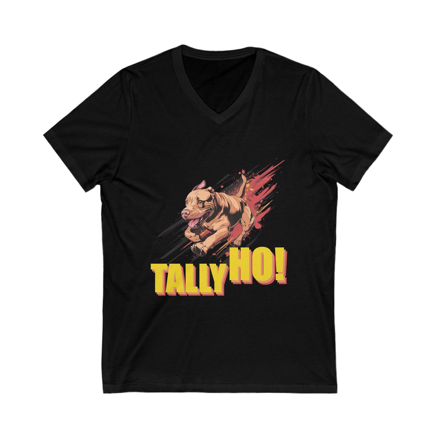 American Pit Bull Terrier (Pittie) -- Tally Ho!  A FastCAT Design - Unisex Jersey Short Sleeve V-Neck Tee