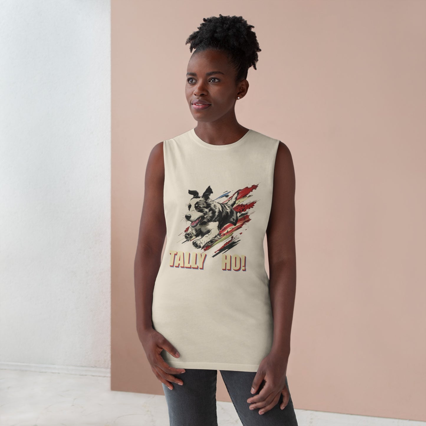 Border Collie - Tally Ho! A FastCAT Design - Unisex Barnard Tank Top w/ Raw Armholes