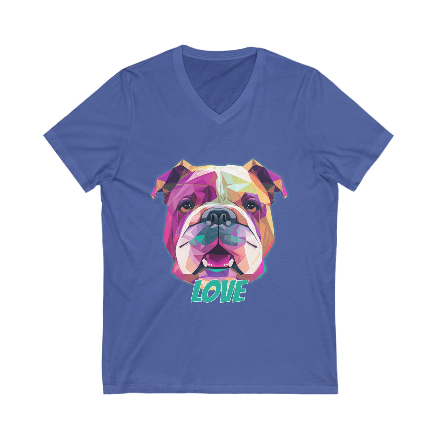 Bulldog - Low Poly LOVE  - Unisex Jersey Short Sleeve V-Neck Tee