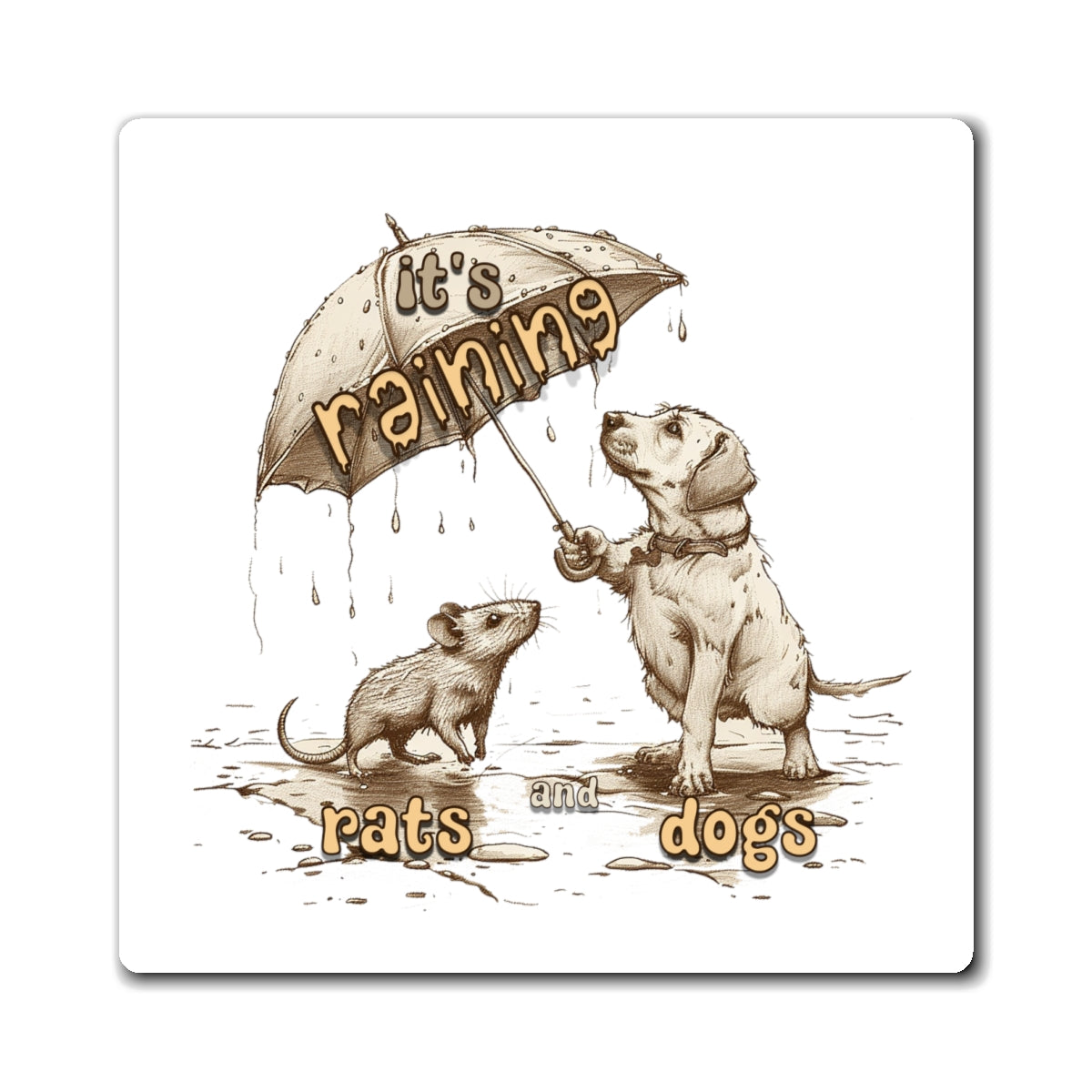 It's Raining Rats and Dogs - Square Magnets