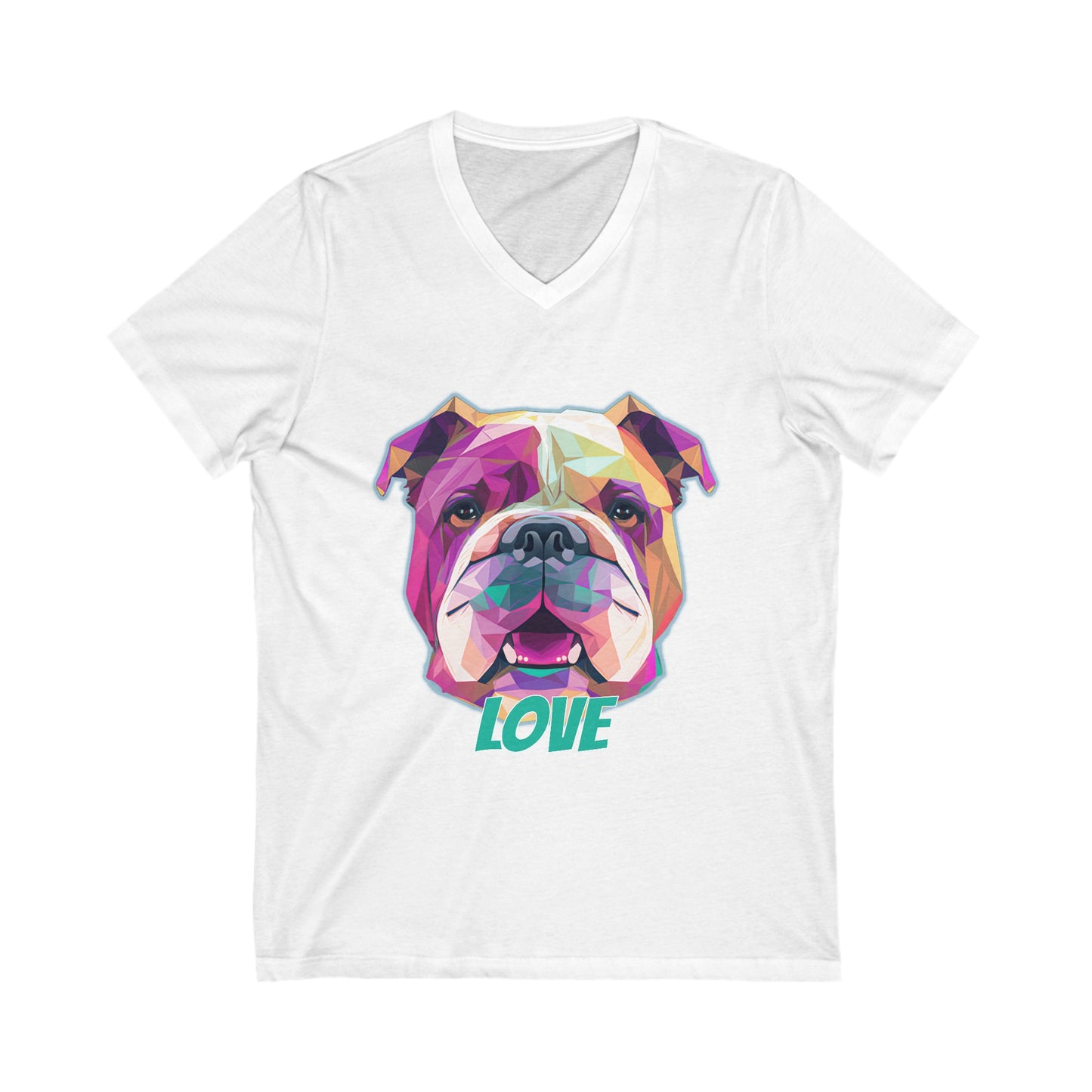 Bulldog - Low Poly LOVE  - Unisex Jersey Short Sleeve V-Neck Tee