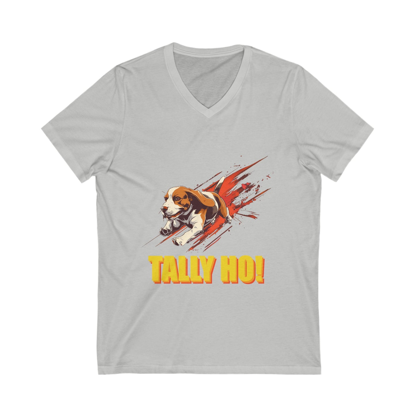 Beagle - Tally Ho! A FastCAT Design - Unisex Jersey Short Sleeve V-Neck Tee