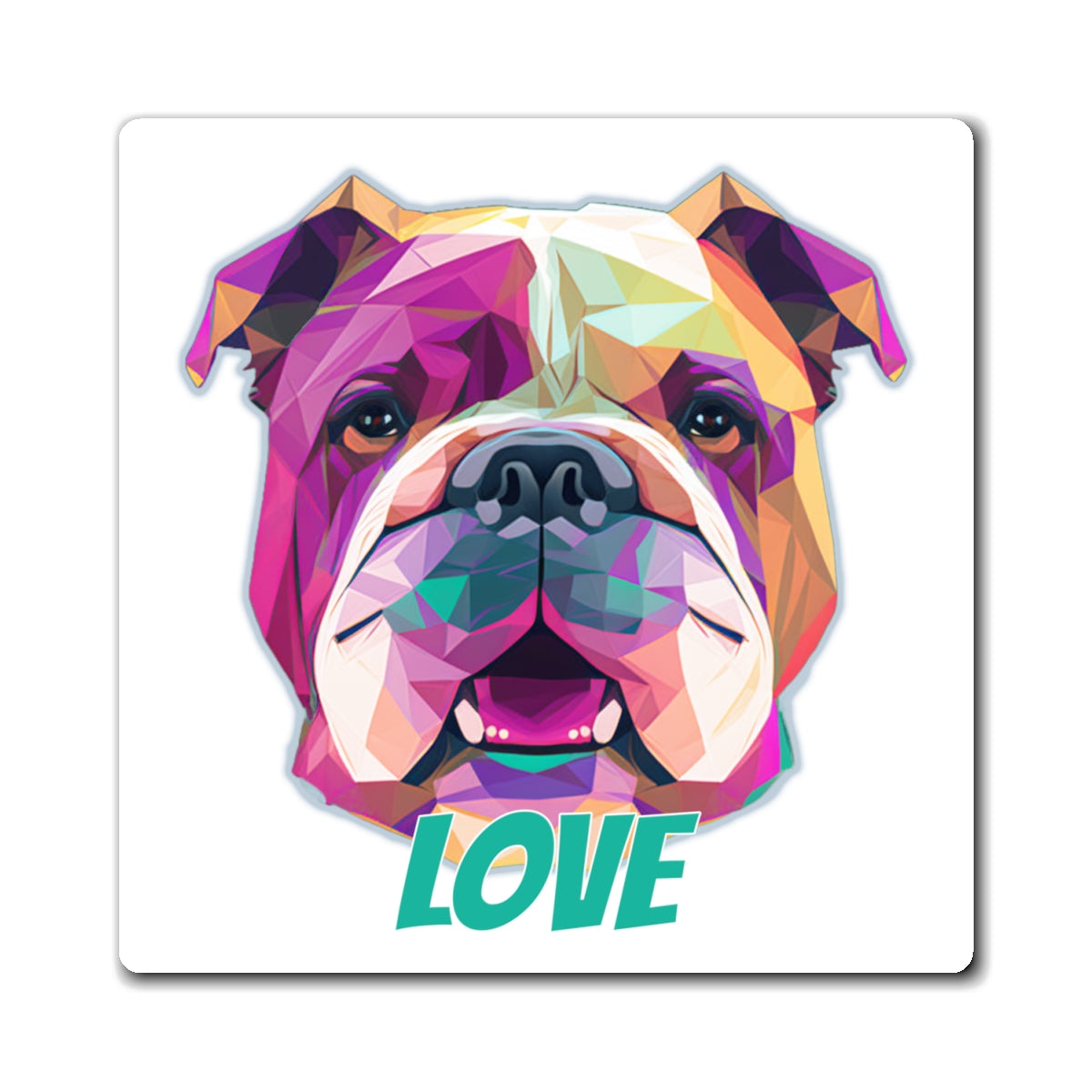 Bulldog - Low Poly LOVE - Square Magnets