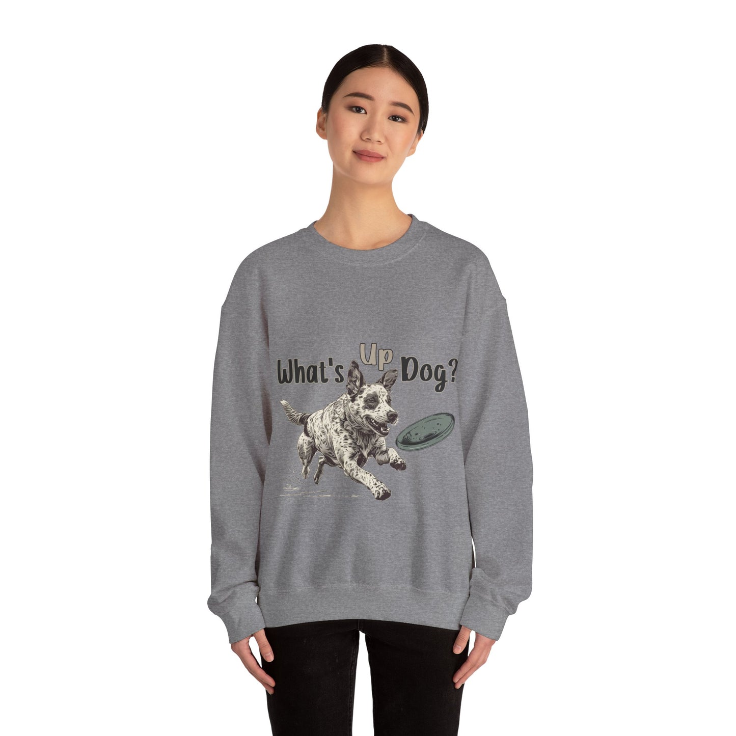 Australian Cattle Dog - What's Up Dog? Frisbee Disc Sports -  - Unisex Heavy Blend Crewneck Sweatshirt