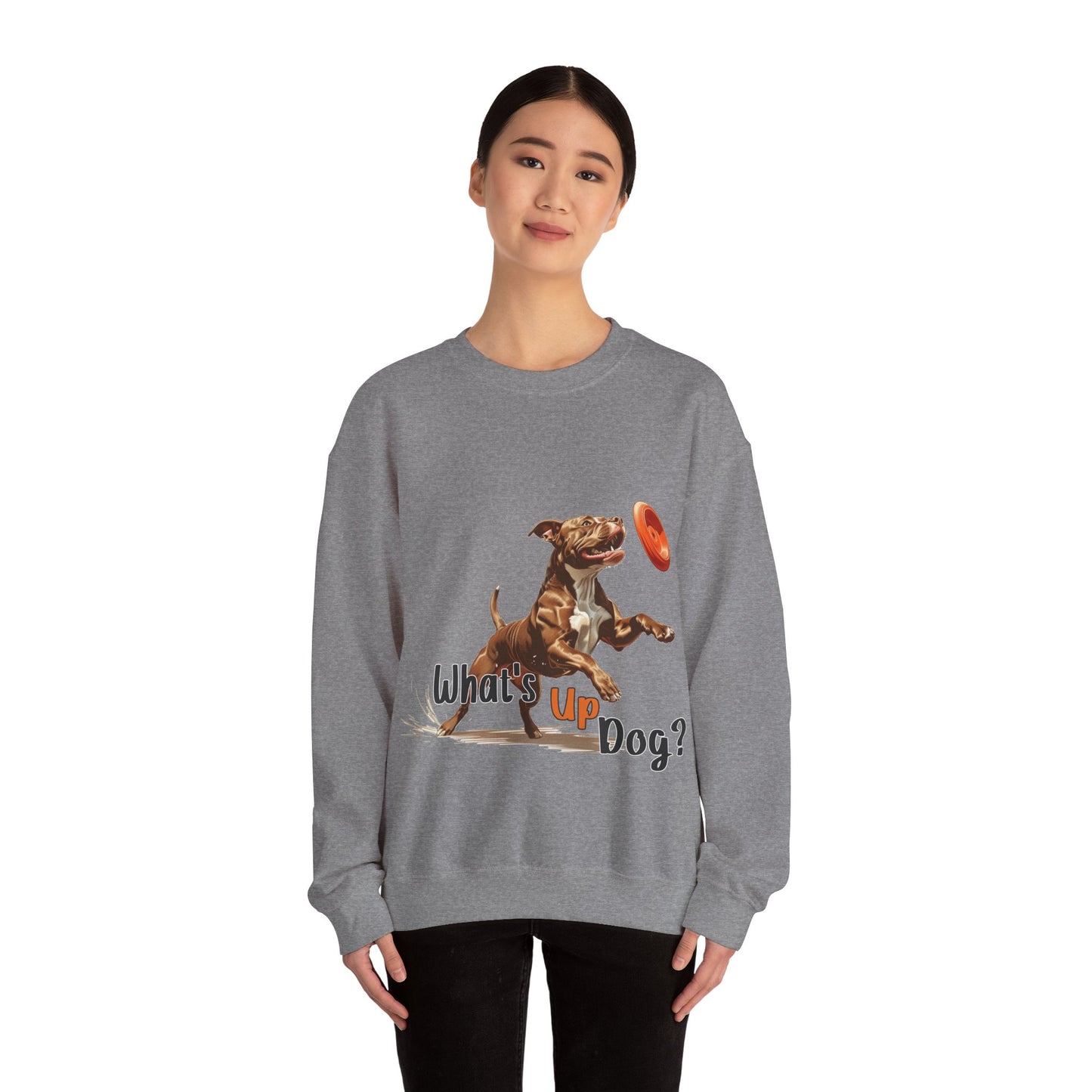 American Pit Bull Terrier - What's Up Dog? Frisbee Disc Sports - Unisex Heavy Blend Crewneck Sweatshirt