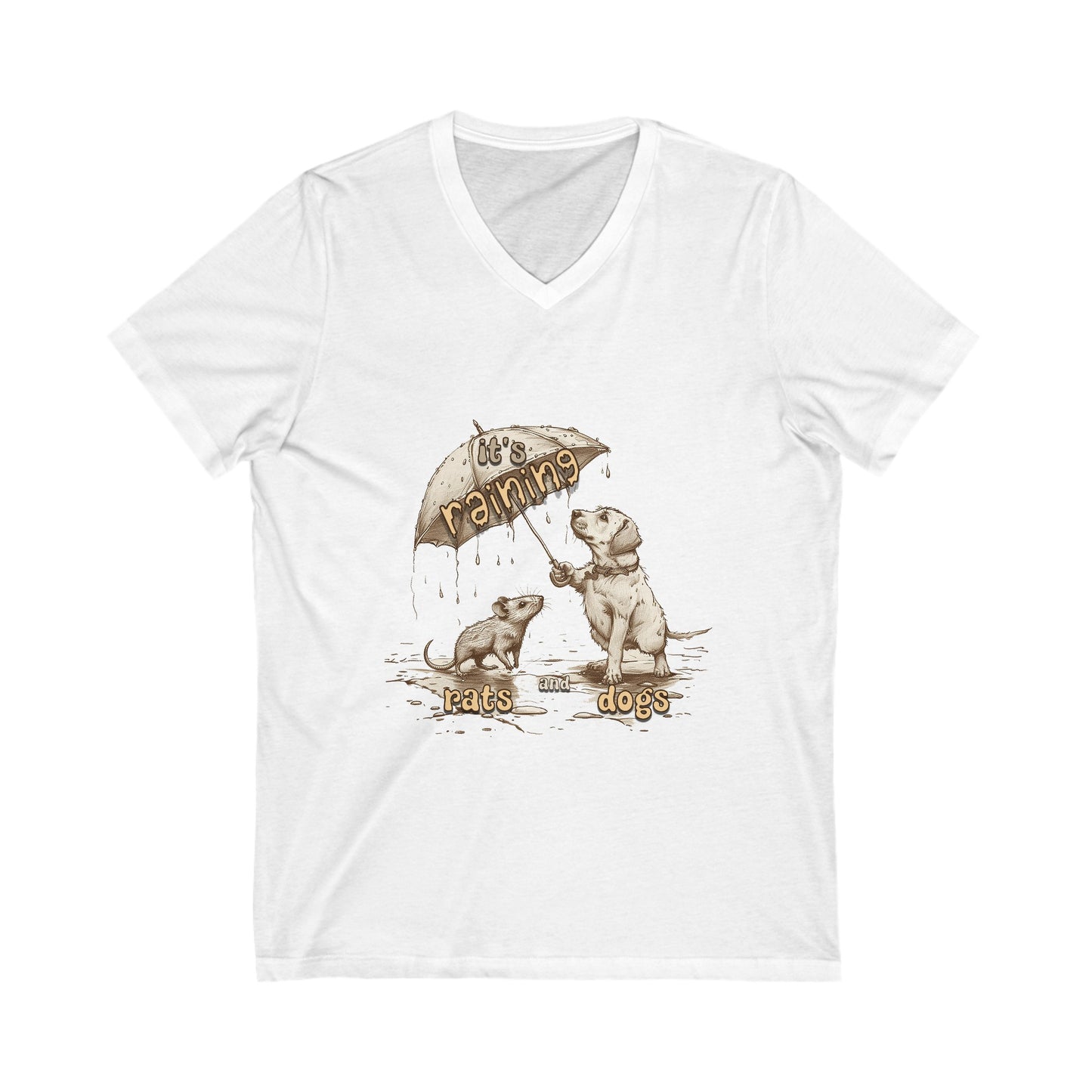 It's Raining Rats And Dogs - Unisex Jersey Short Sleeve V-Neck Tee