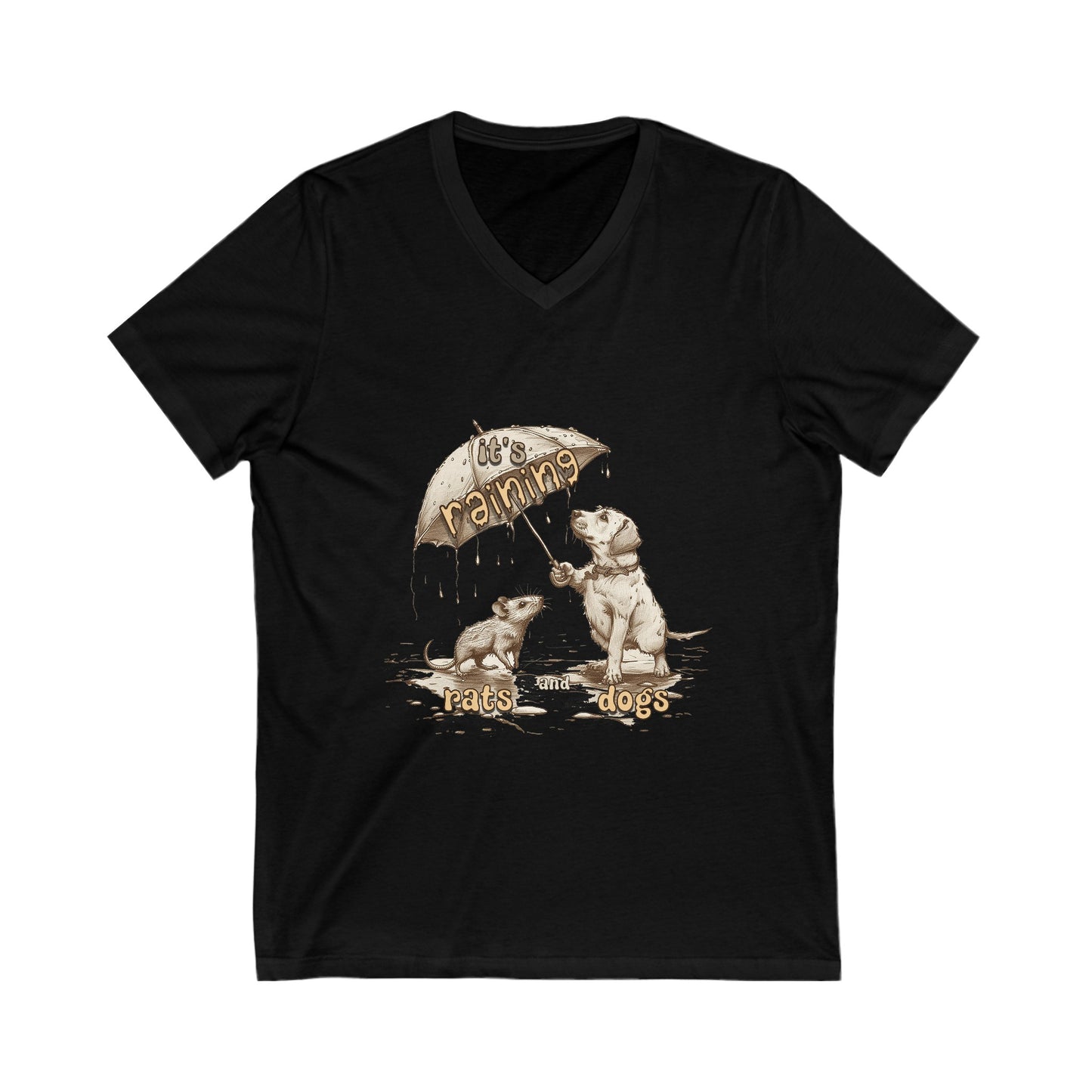 It's Raining Rats And Dogs - Unisex Jersey Short Sleeve V-Neck Tee