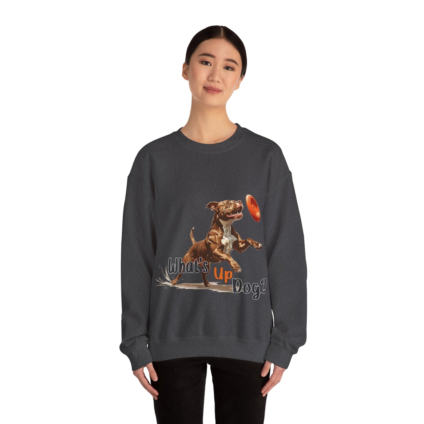 American Pit Bull Terrier - What's Up Dog? Frisbee Disc Sports - Unisex Heavy Blend Crewneck Sweatshirt