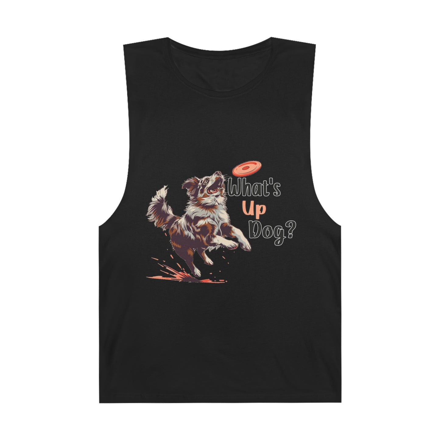 Australian Shepherd - What's Up Dog? Frisbee Disc Sports - Unisex Barnard Tank Top w/ Raw Armholes