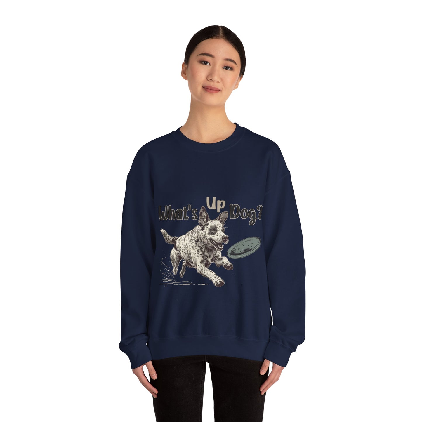 Australian Cattle Dog - What's Up Dog? Frisbee Disc Sports -  - Unisex Heavy Blend Crewneck Sweatshirt