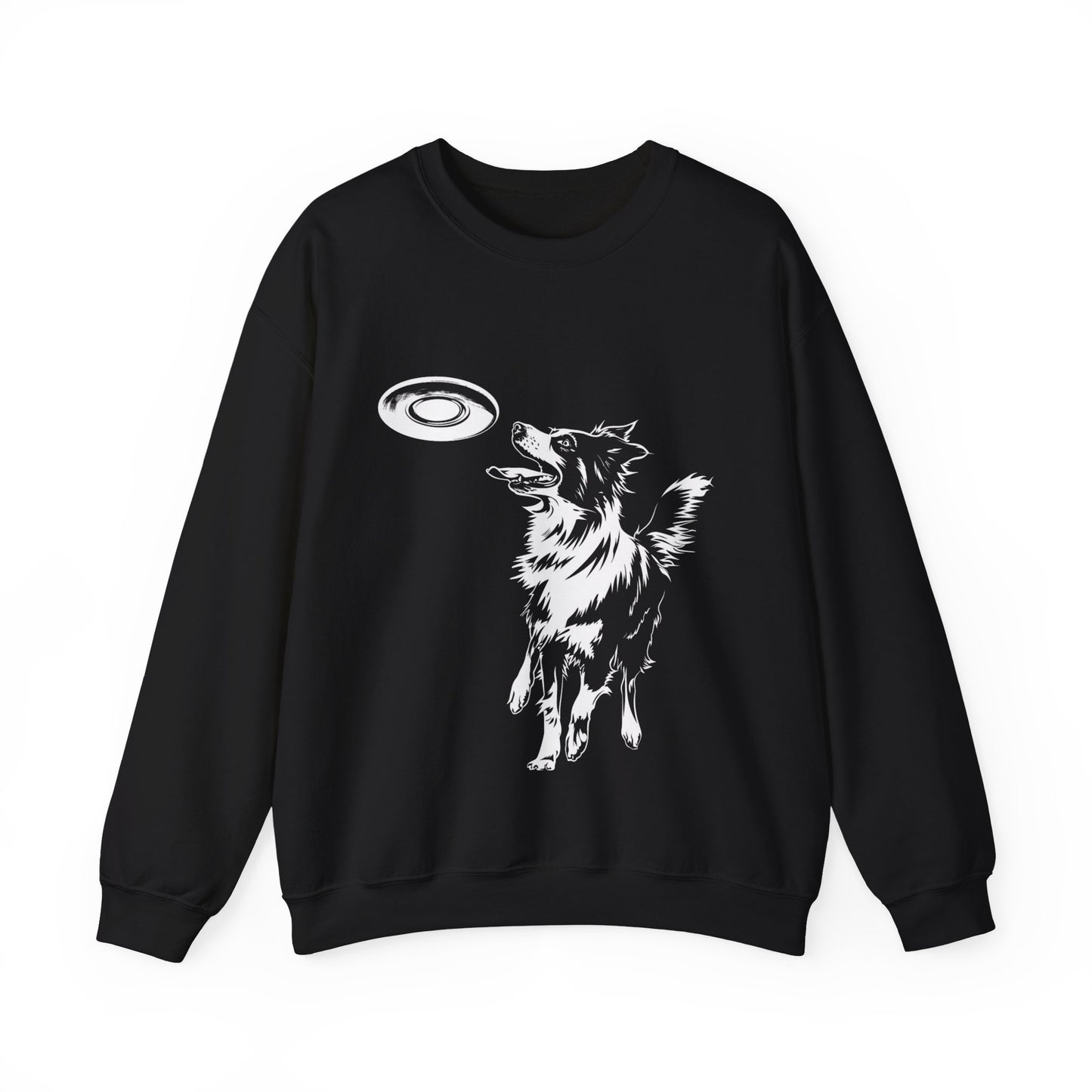 Border Collie With Frisbee Disc - Unisex Heavy Blend Crewneck Sweatshirt