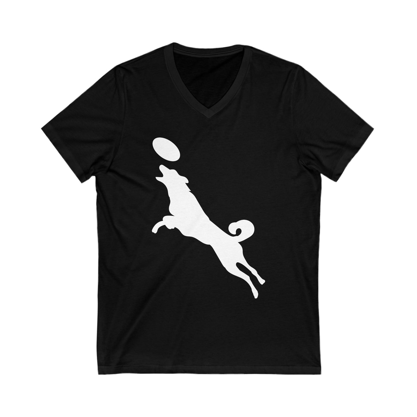 Catching a Frisbee Disc - Unisex Jersey Short Sleeve V-Neck Tee