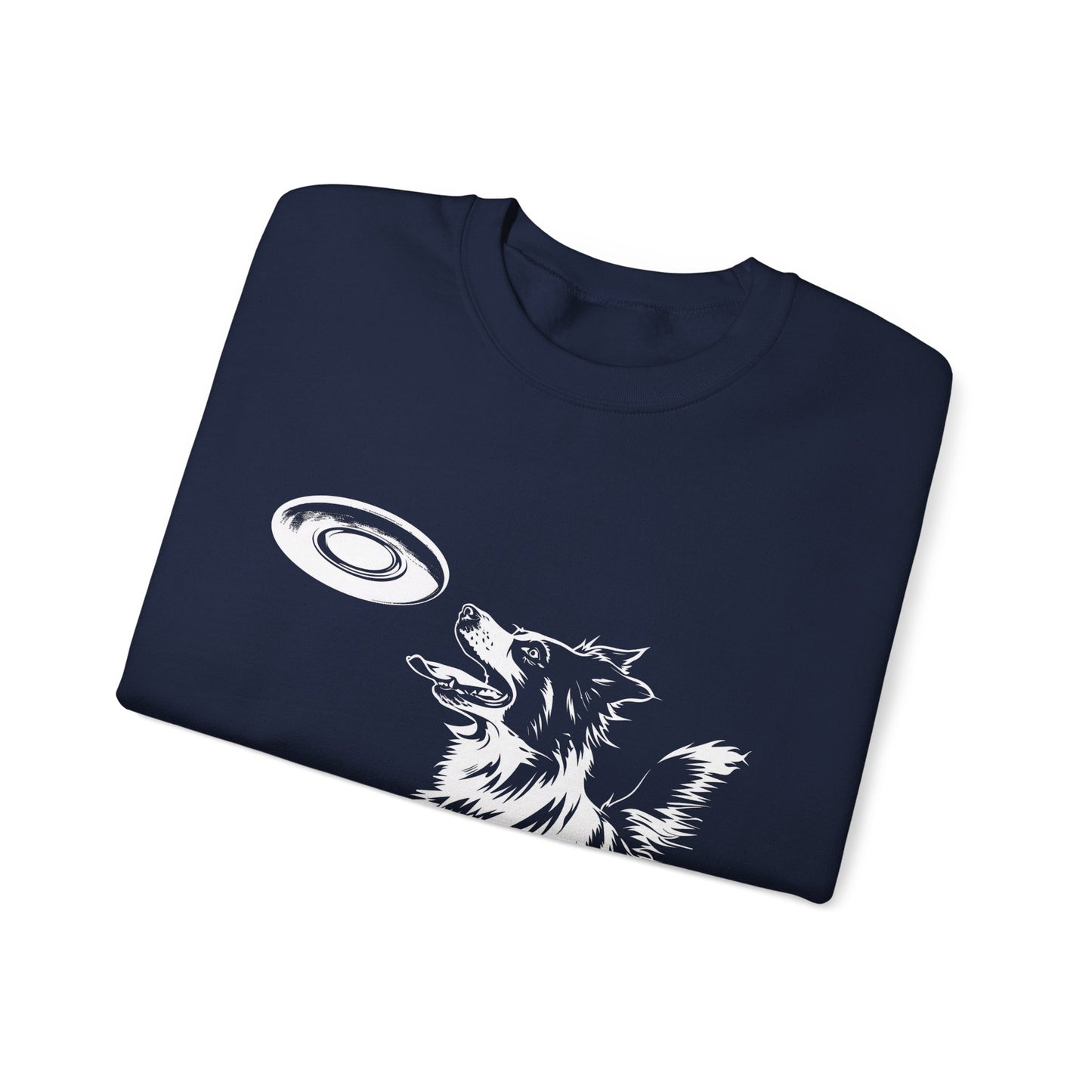 Border Collie With Frisbee Disc - Unisex Heavy Blend Crewneck Sweatshirt