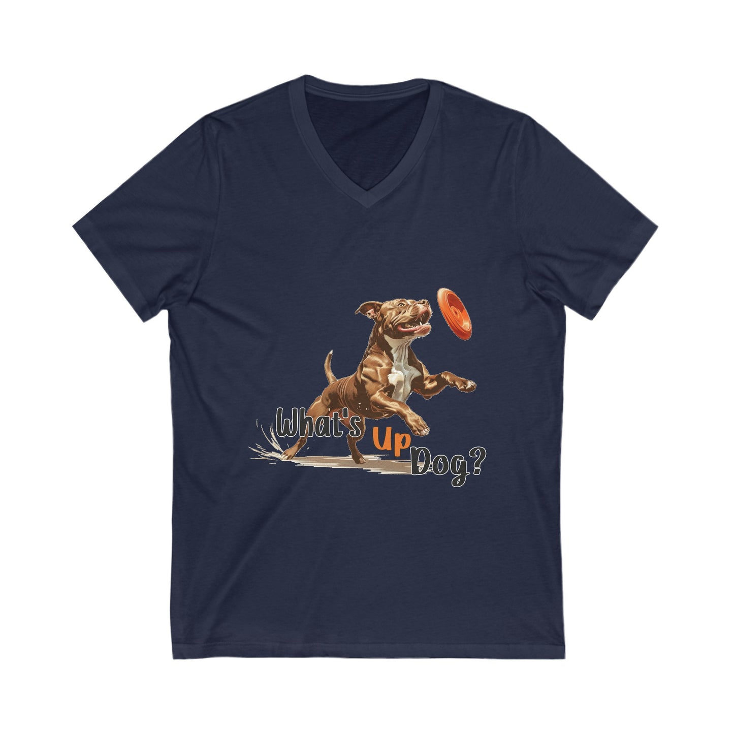 American Pit Bull Terrier - What's Up Dog? Frisbee Disc Sports - Unisex Jersey Short Sleeve V-Neck Tee