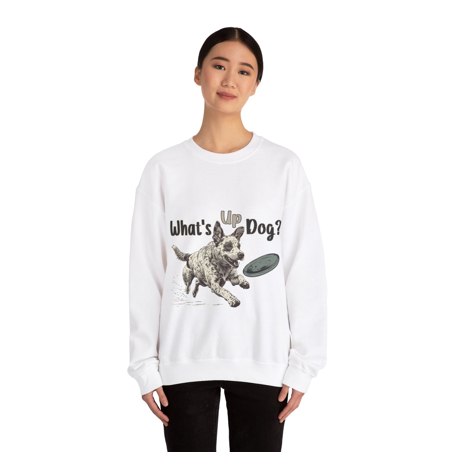 Australian Cattle Dog - What's Up Dog? Frisbee Disc Sports -  - Unisex Heavy Blend Crewneck Sweatshirt