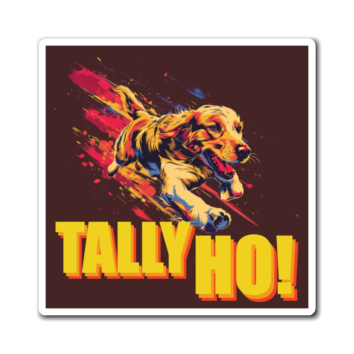 Golden Retriever: Tally Ho! Fast CAT  - Square Magnets