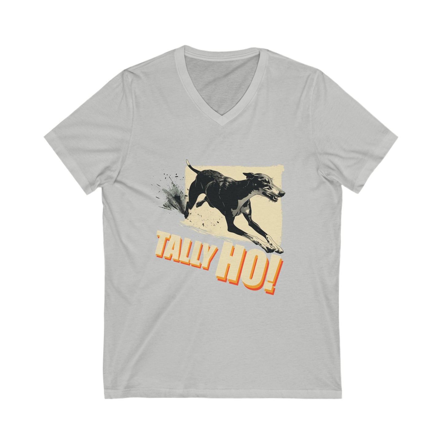 Greyhound - Tally Ho! A FastCAT Design - Unisex Jersey Short Sleeve V-Neck Tee