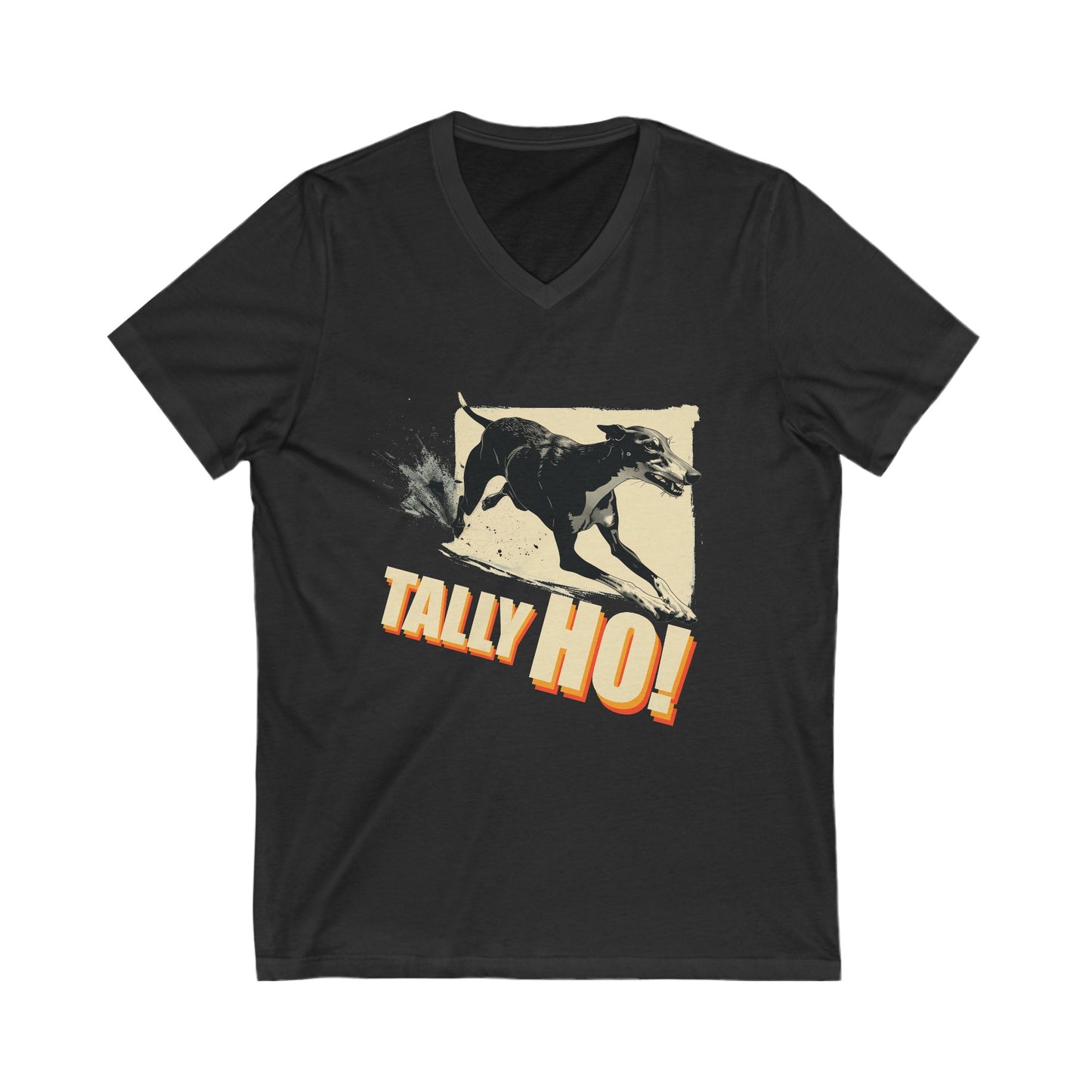 Greyhound - Tally Ho! A FastCAT Design - Unisex Jersey Short Sleeve V-Neck Tee