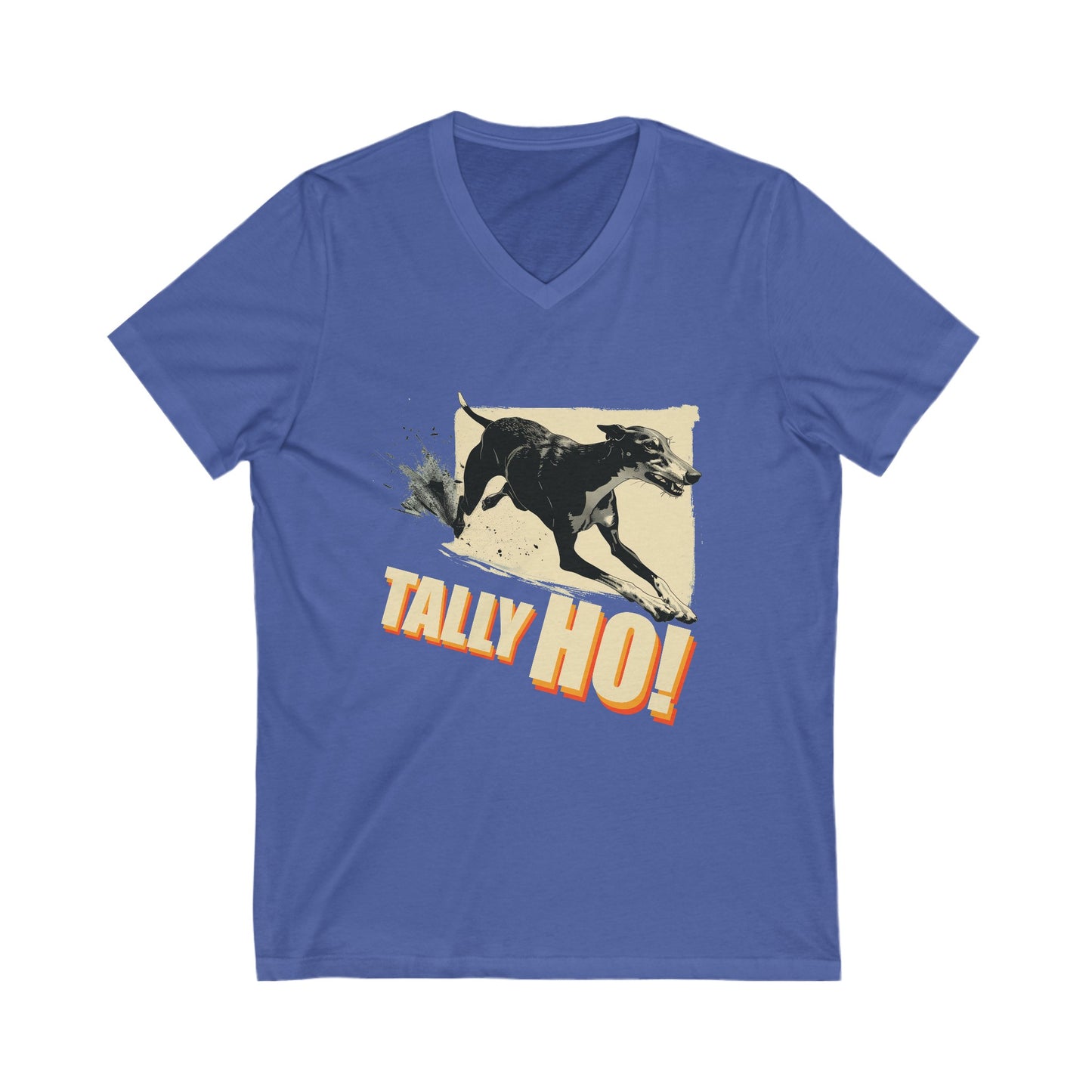 Greyhound - Tally Ho! A FastCAT Design - Unisex Jersey Short Sleeve V-Neck Tee