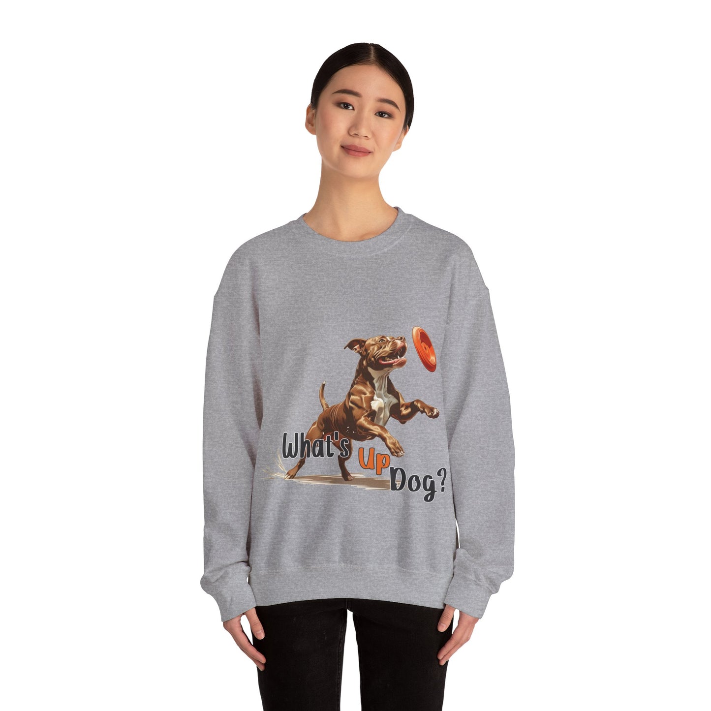 American Pit Bull Terrier - What's Up Dog? Frisbee Disc Sports - Unisex Heavy Blend Crewneck Sweatshirt