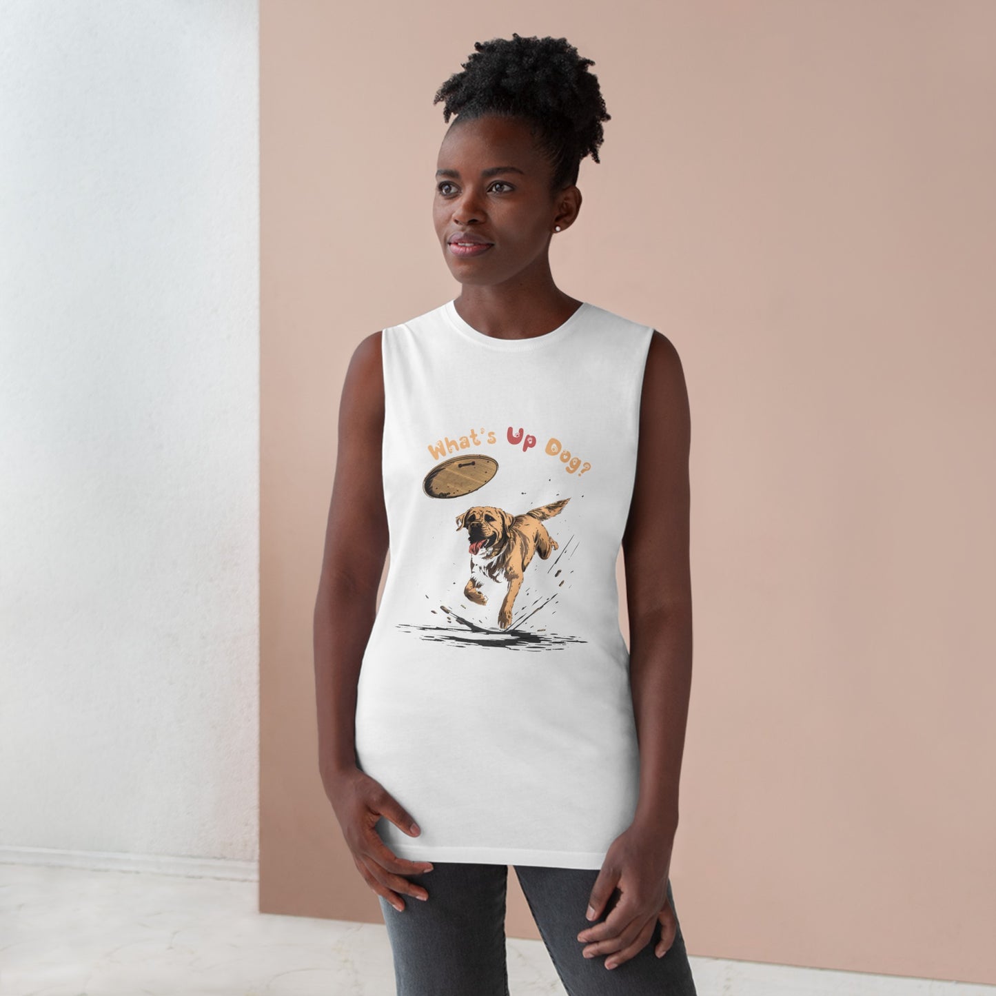 Labrador Retriever - What's Up Dog? Frisbee Disc Sports - Unisex Barnard Tank Top w/ Raw Armholes