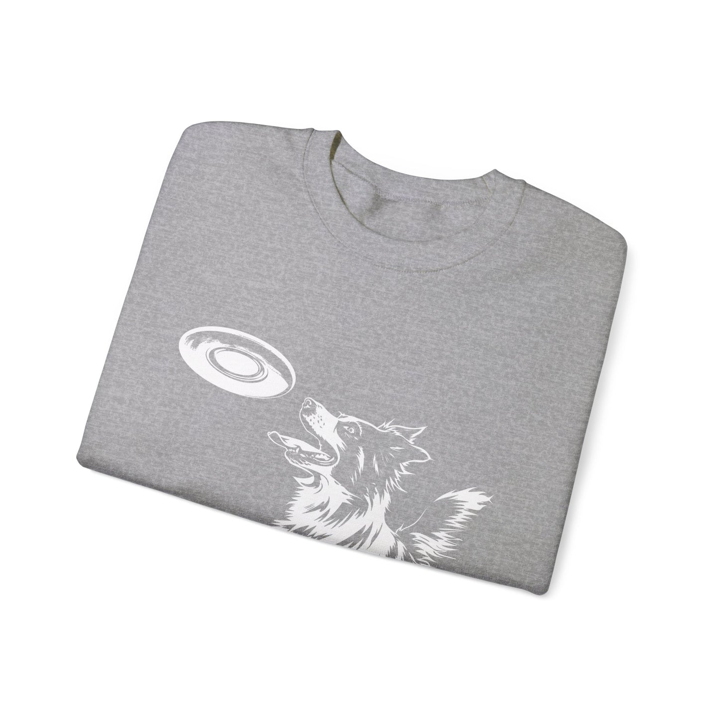 Border Collie With Frisbee Disc - Unisex Heavy Blend Crewneck Sweatshirt