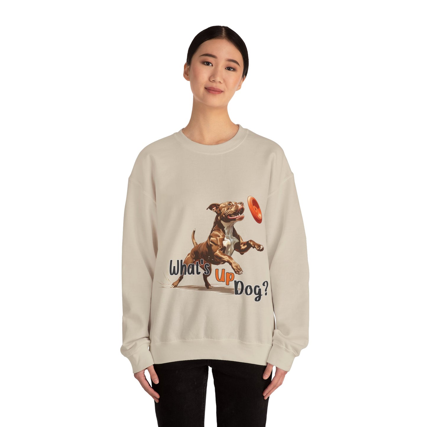 American Pit Bull Terrier - What's Up Dog? Frisbee Disc Sports - Unisex Heavy Blend Crewneck Sweatshirt