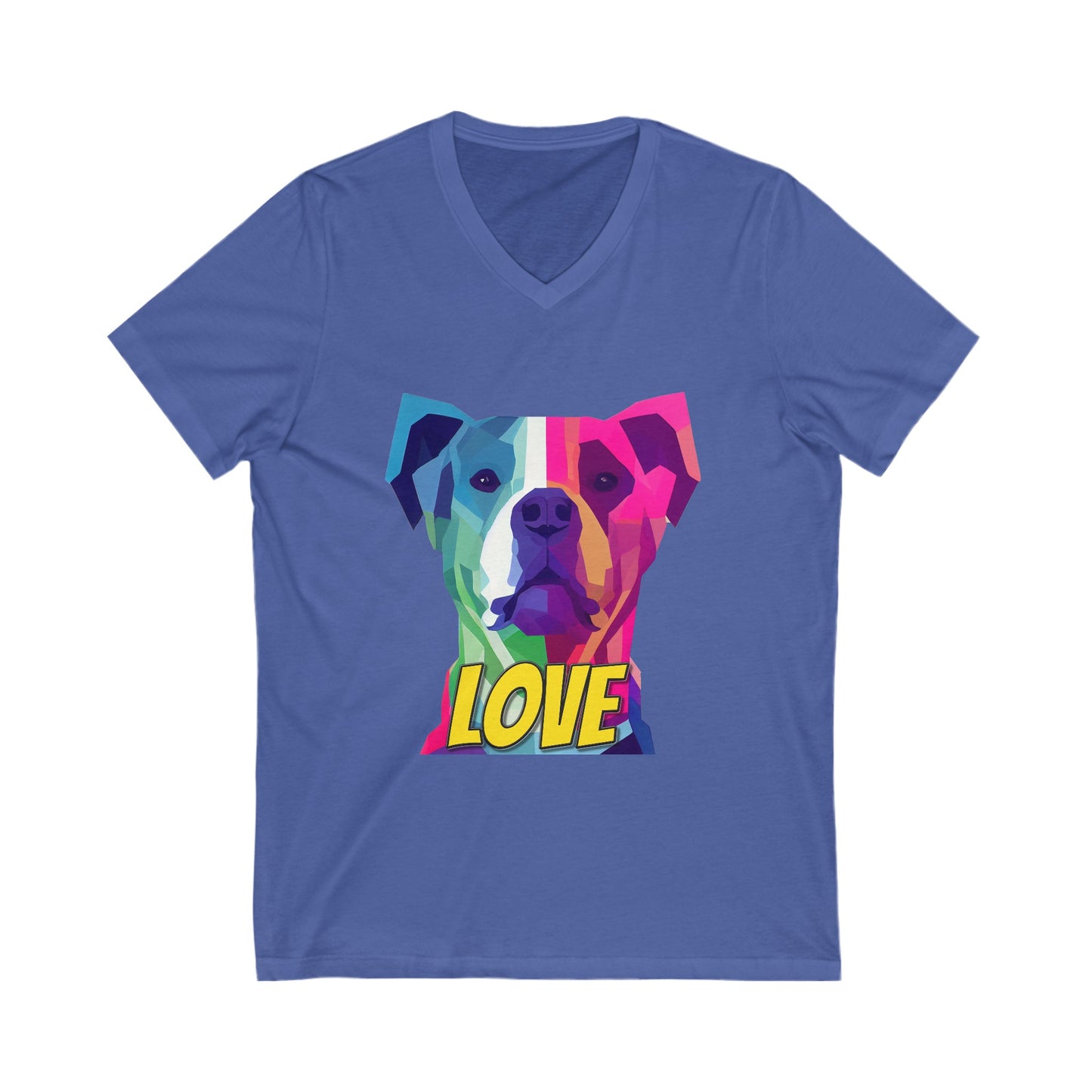 Pittie LOVE - American Pit Bull Terrier Low Poly Design - Unisex Jersey Short Sleeve V-Neck Tee