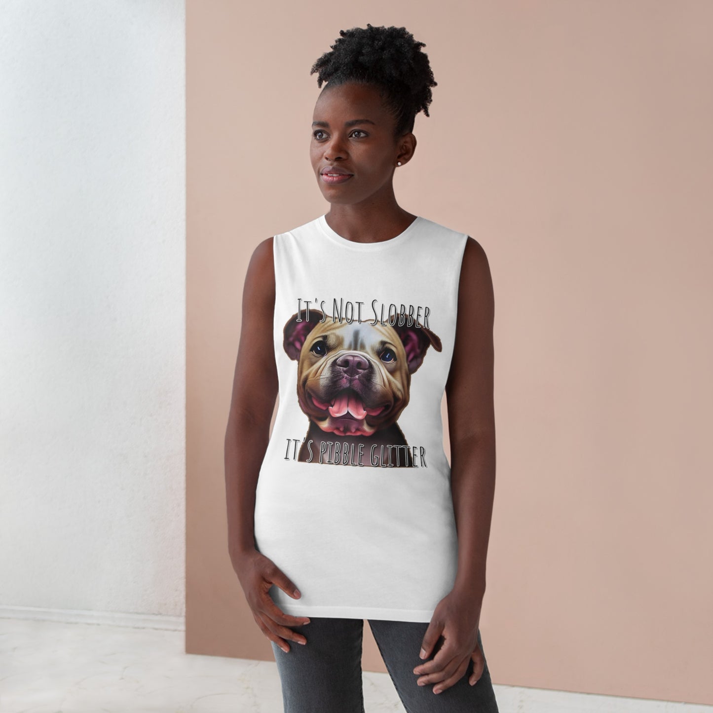 American Pit Bull Terrier (Pittie) - It's Not Slobber - It's Pibble Glitter - Unisex Barnard Tank Top w/ Raw Armholes