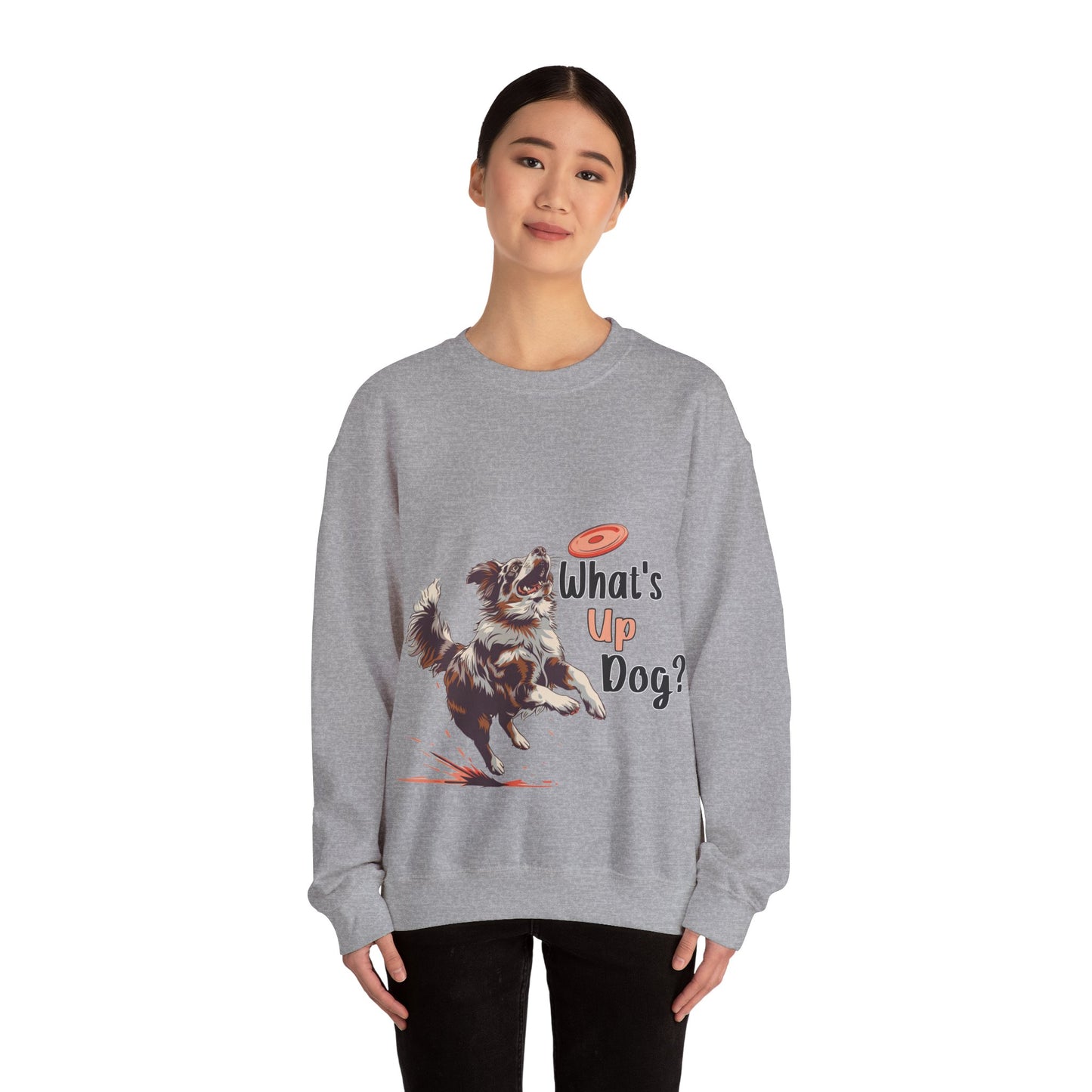 Australian Shepherd - What's Up Dog? Frisbee Disc Sports - Unisex Heavy Blend Crewneck Sweatshirt