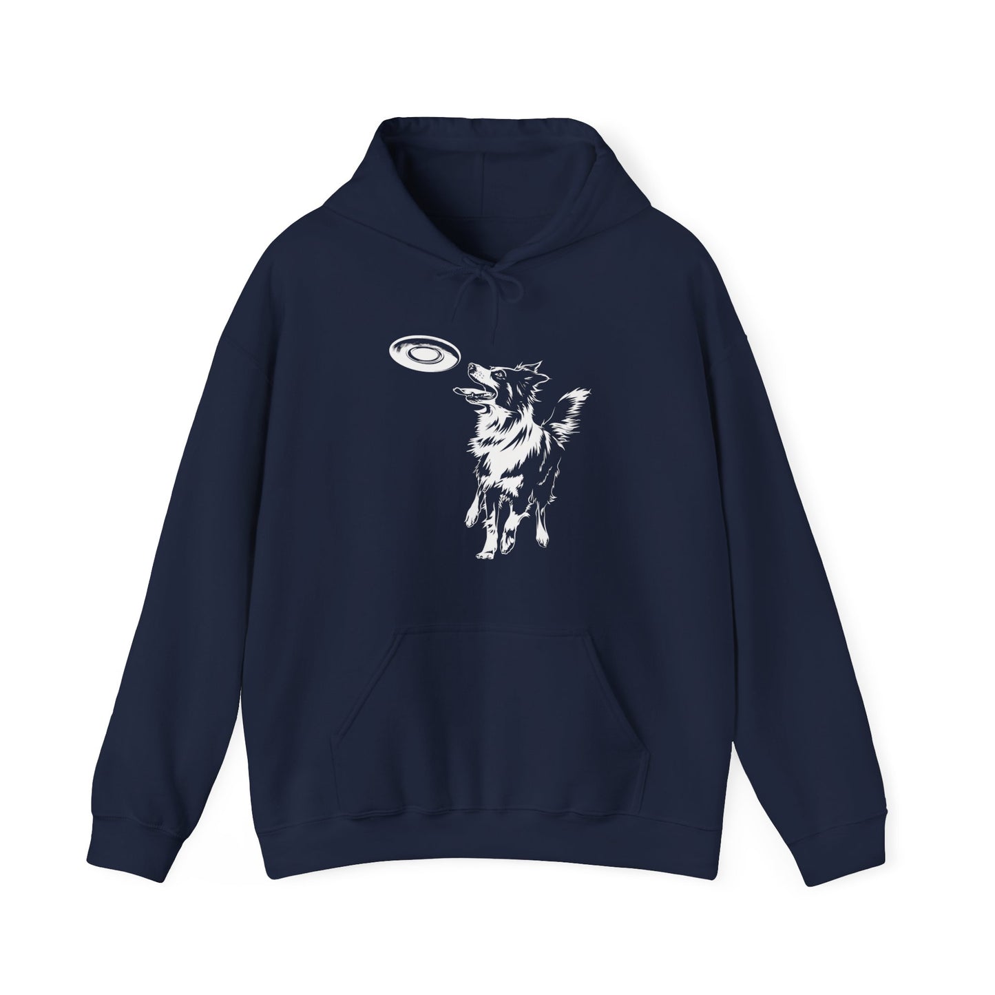 Border Collie with Frisbee Disc - Unisex Heavy Blend Hooded Sweatshirt